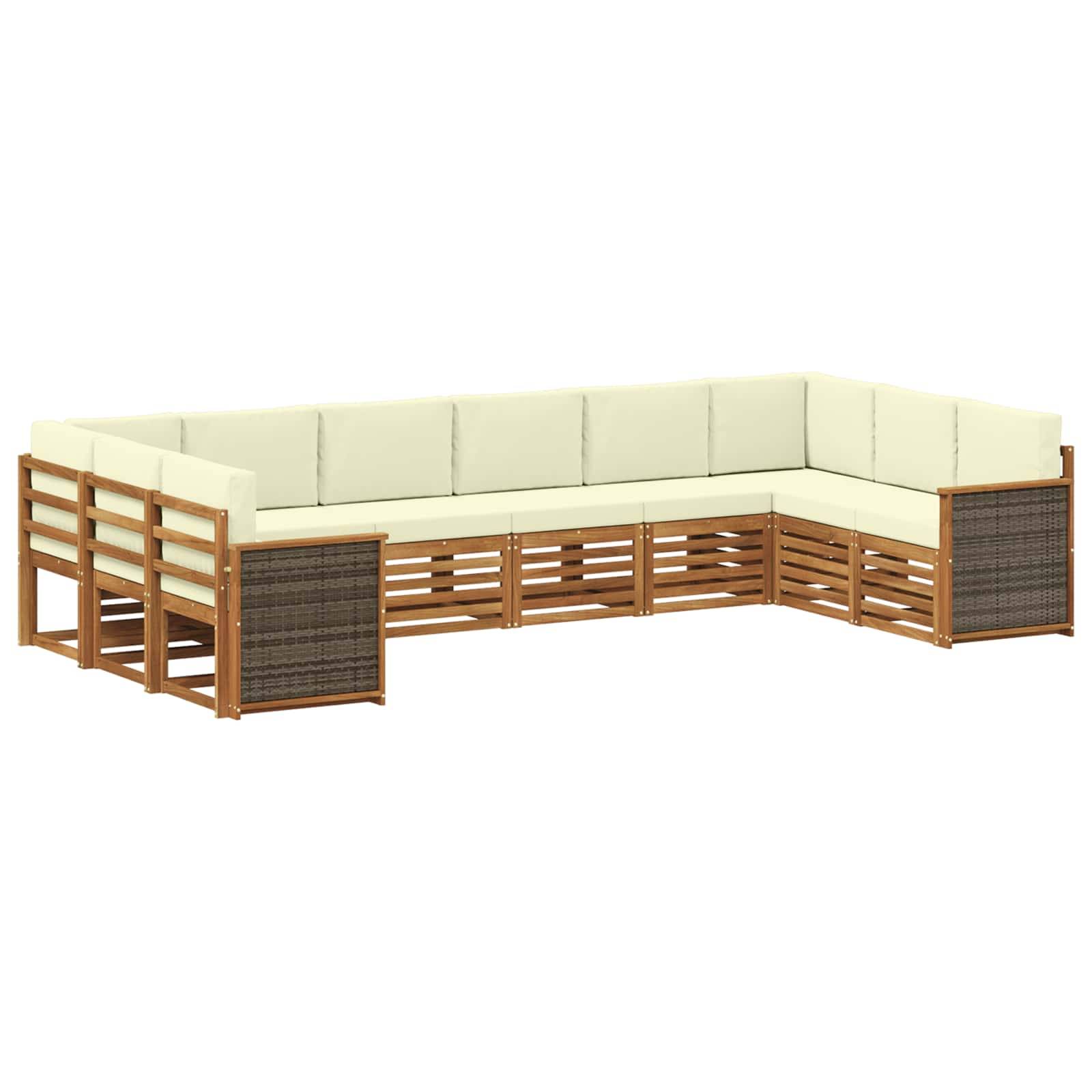 vidaXL Ecksofa Set mit Kissen 7 pcs Natur und Creme
