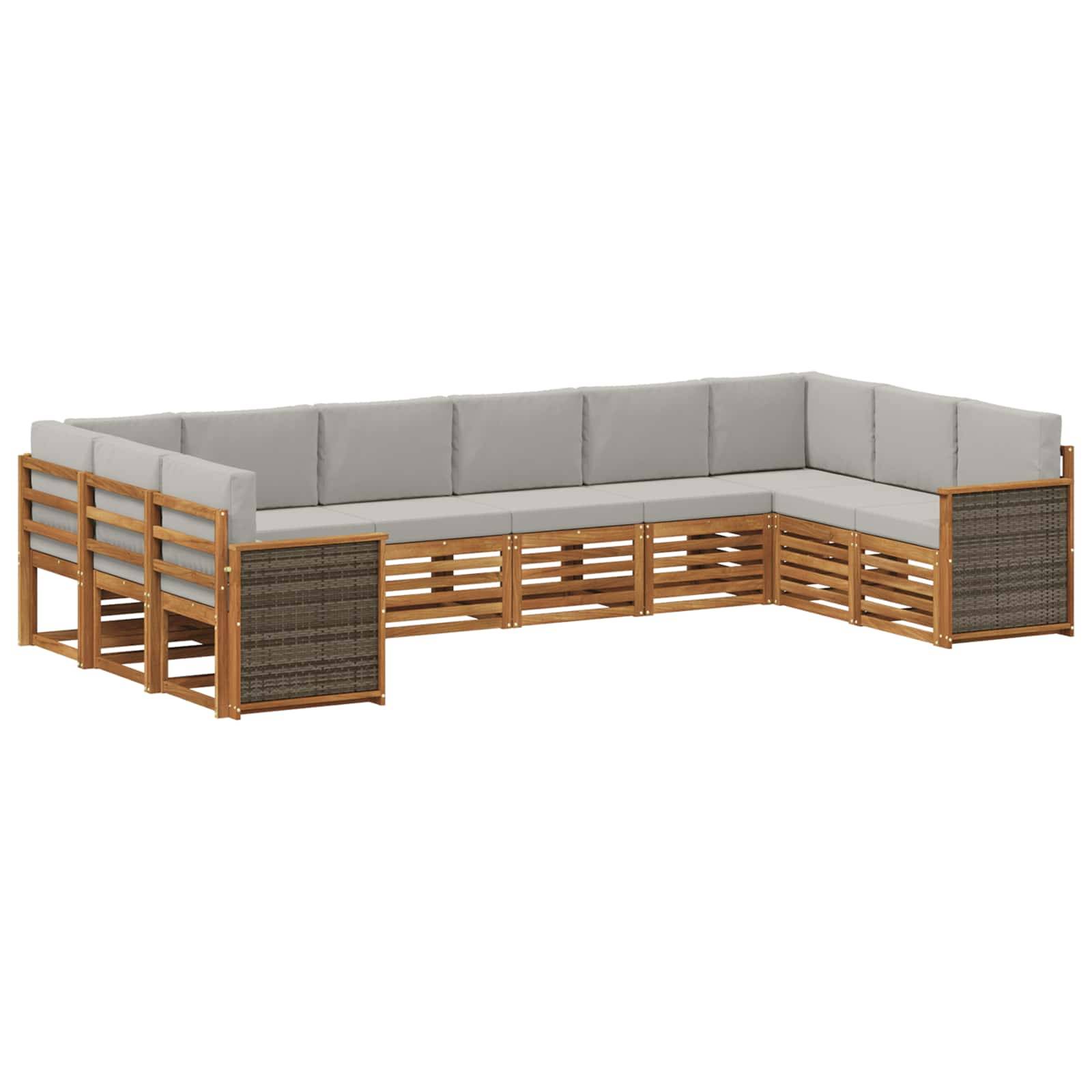 vidaXL Ecksofa Set mit Kissen 7 pcs Natürlich und Hellgrau