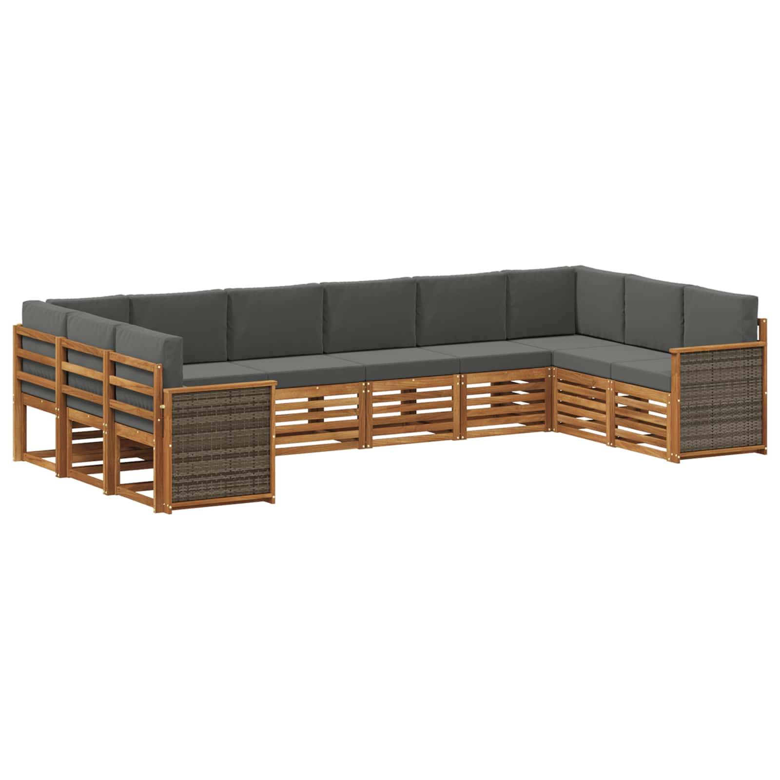 vidaXL Ecksofa Set mit Kissen 7 pcs Natur und Anthrazit