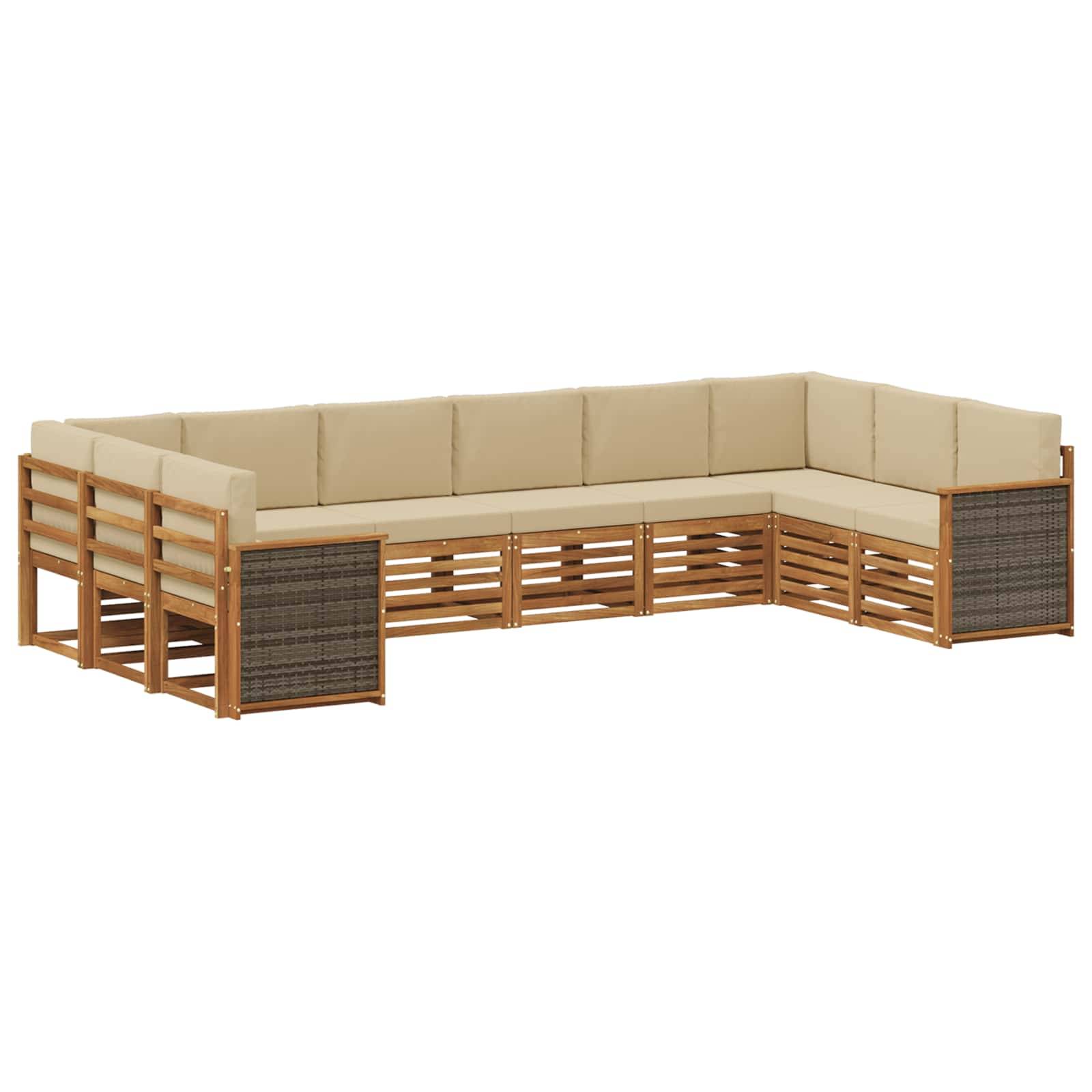 vidaXL Ecksofa Set 7 pcs Natur Massives Akazienholz und Polyester