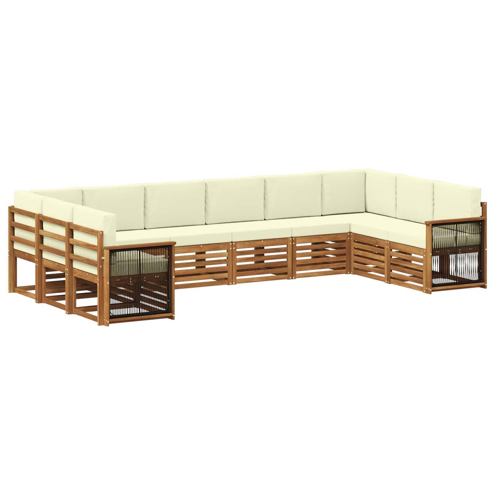 vidaXL Ecksofa Set mit Kissen 7 pcs Natur und Creme