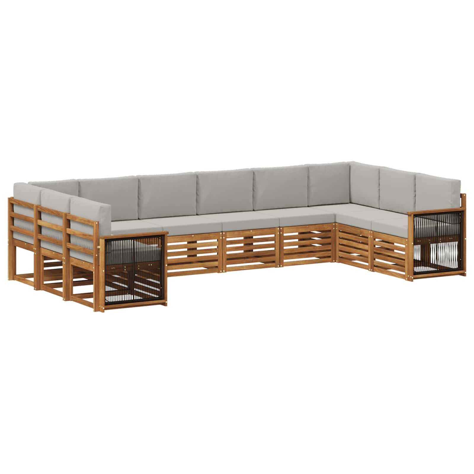 vidaXL Ecksofa Set mit Kissen 7 pcs Natürlich und Hellgrau