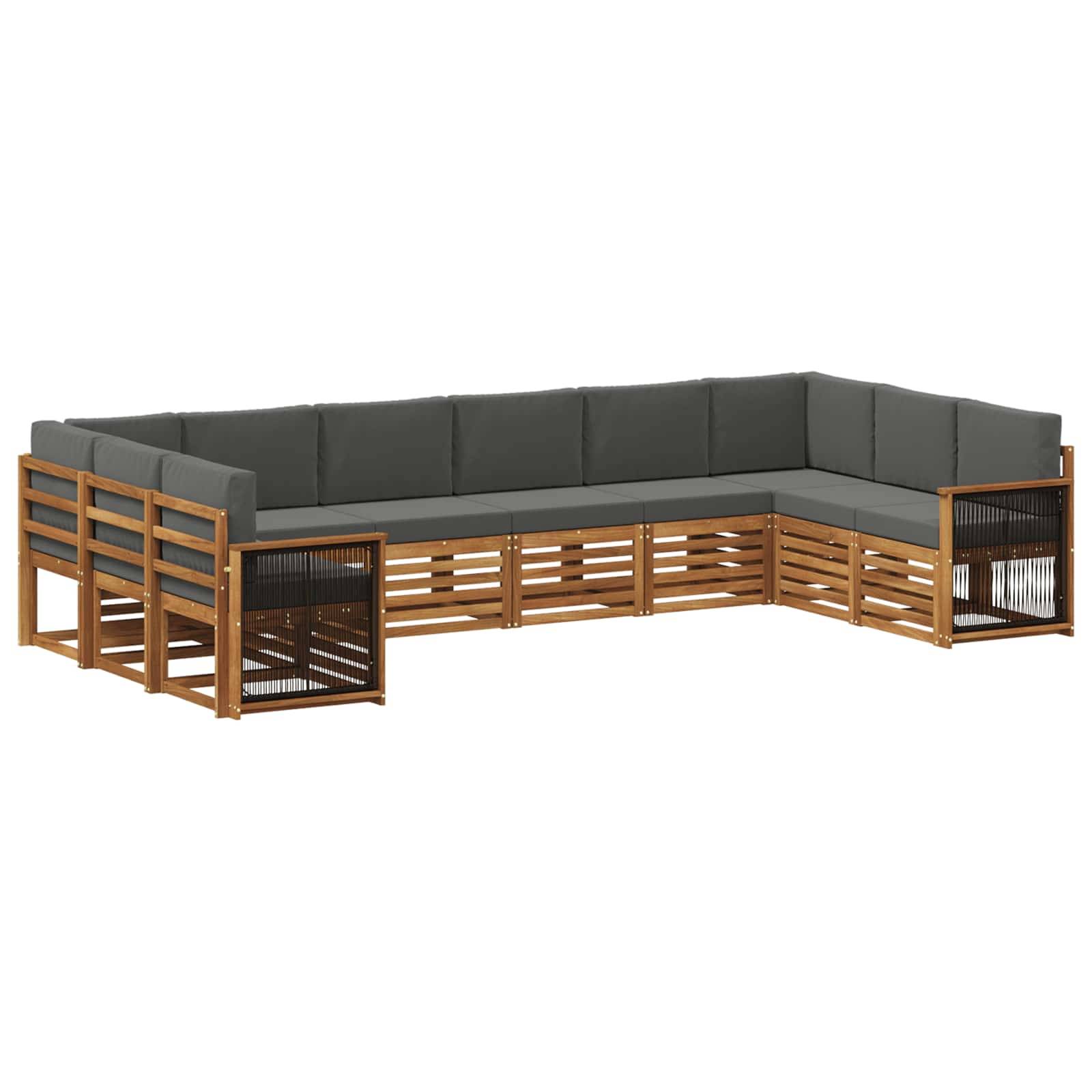 vidaXL Ecksofa Set mit Kissen 7 pcs Natur und Anthrazit