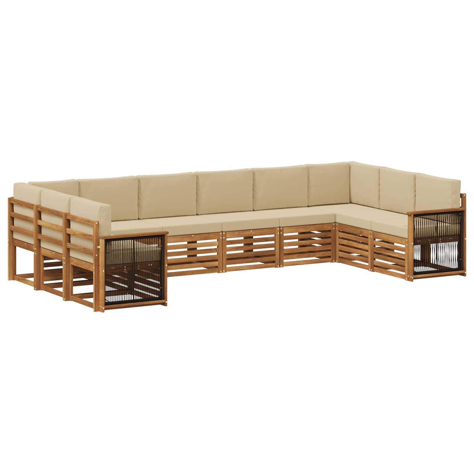 vidaXL Ecksofa Set 7 pcs Natur Massives Akazienholz und Polyester