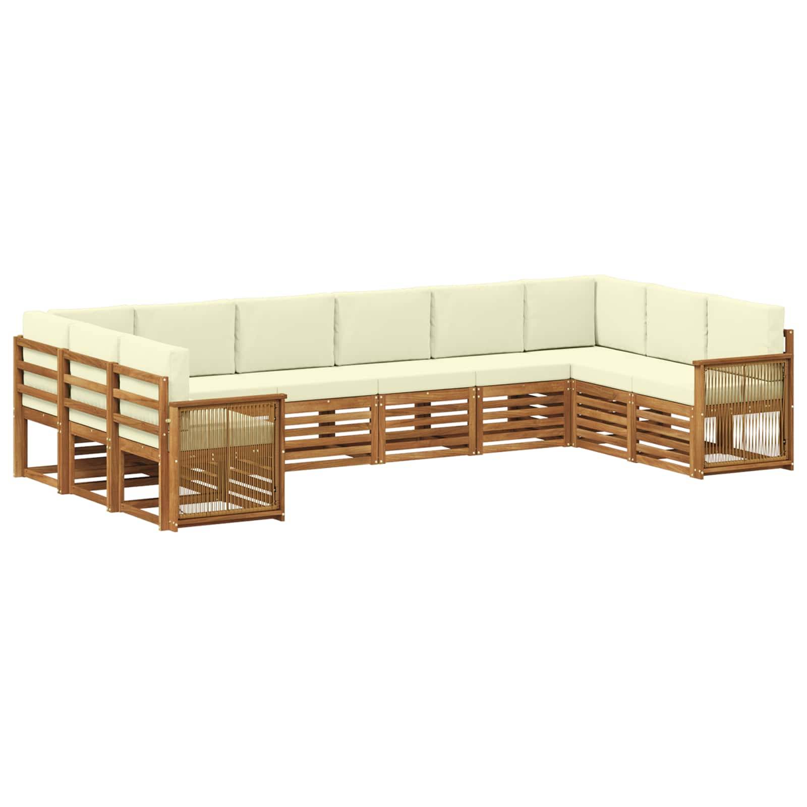 vidaXL Ecksofa Set mit Kissen 7 pcs Natur und Creme