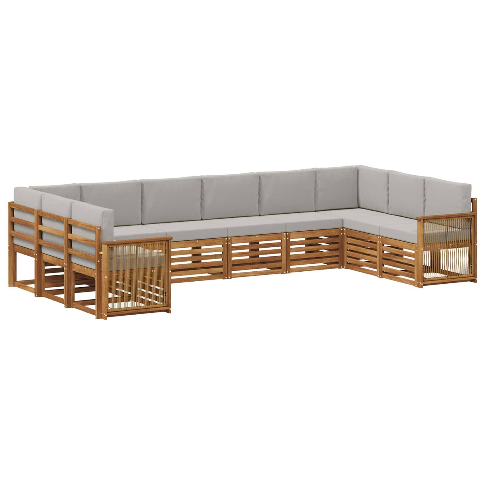 vidaXL Ecksofa Set mit Kissen 7 pcs Natürlich und Hellgrau