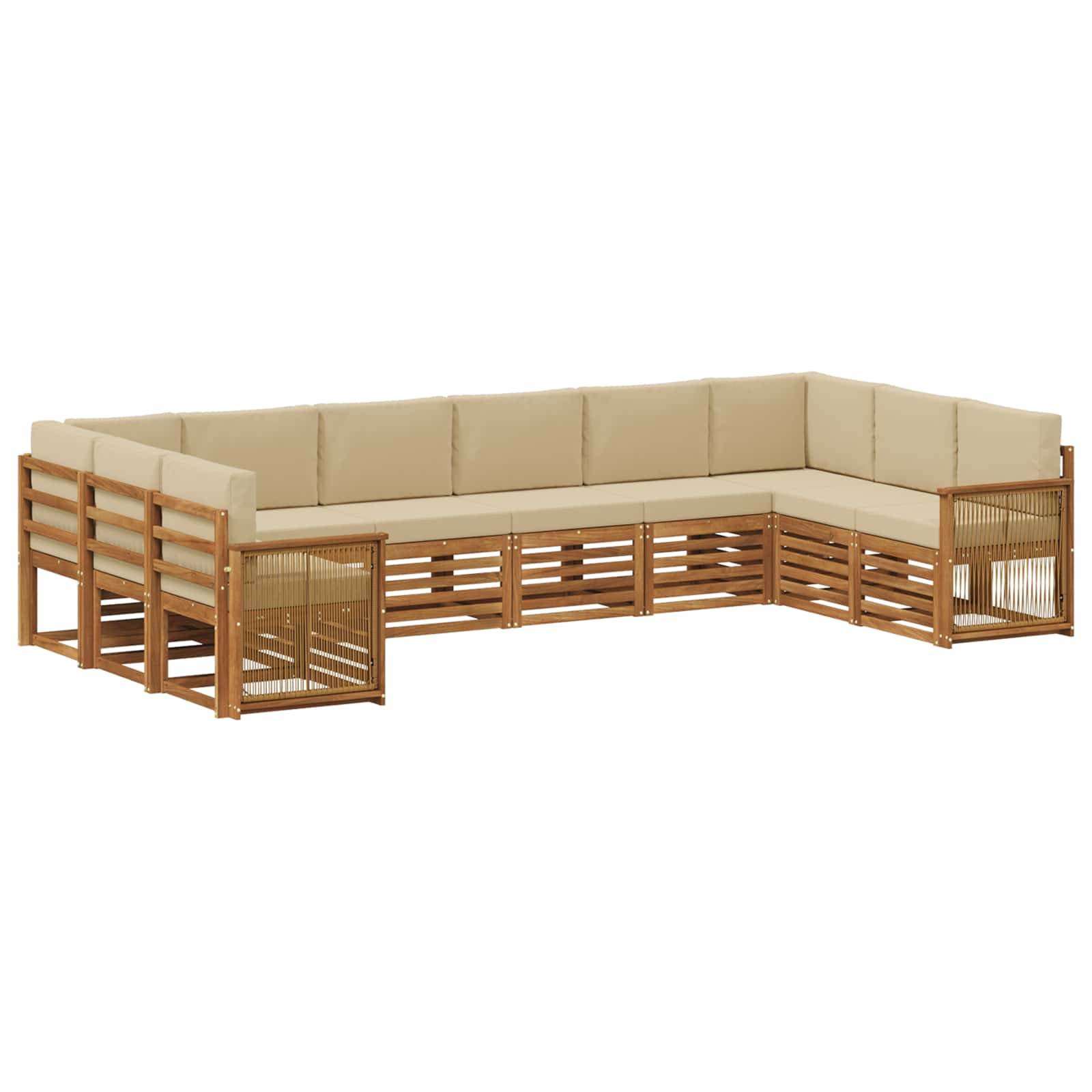 vidaXL Ecksofa Set 7 pcs Natur Massives Akazienholz und Polyester