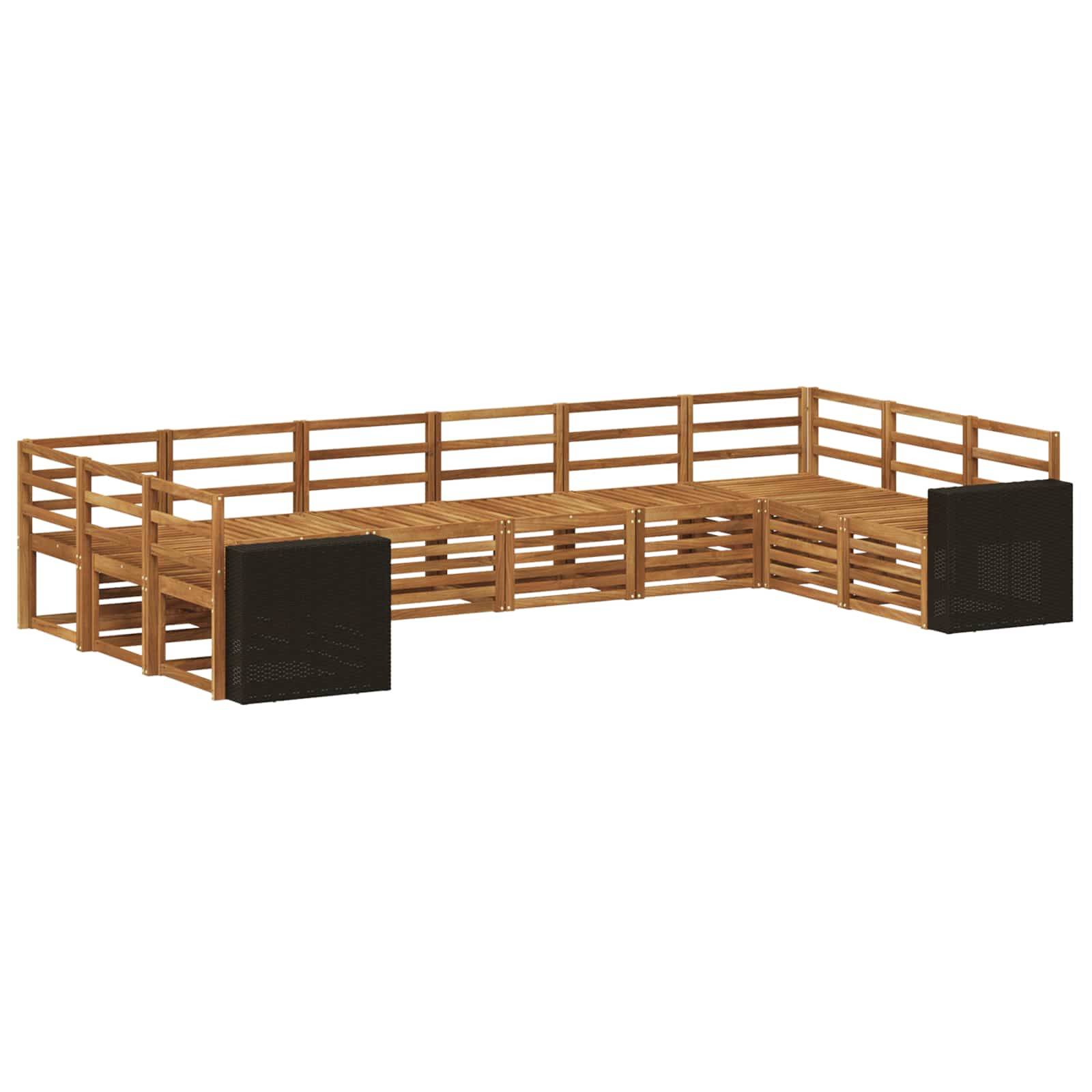 vidaXL Ecksofa Set 10 pcs Natur Massivholz Akazie