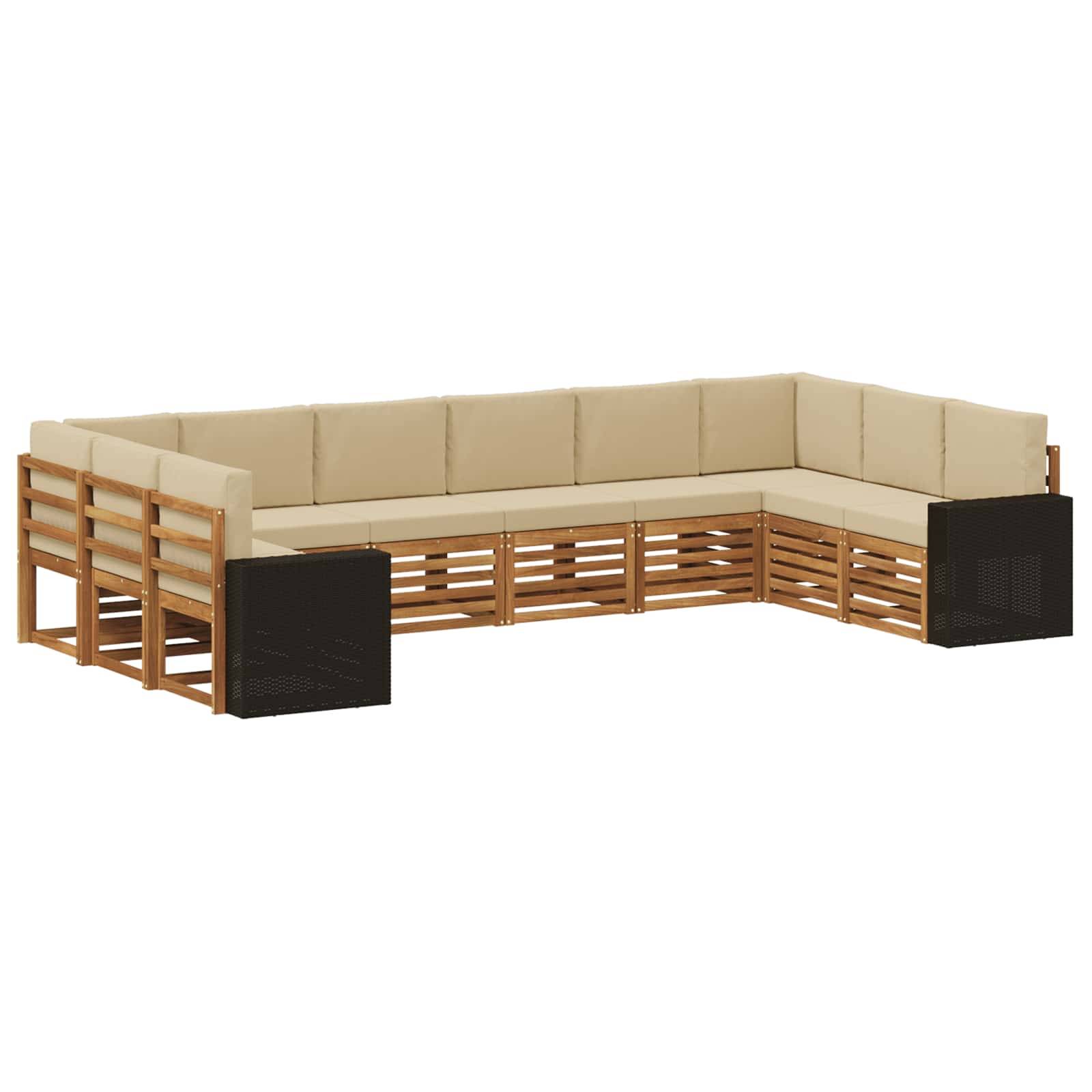 vidaXL Outdoor-Sofagarnitur 10 pcs Natur und Beige Polyester