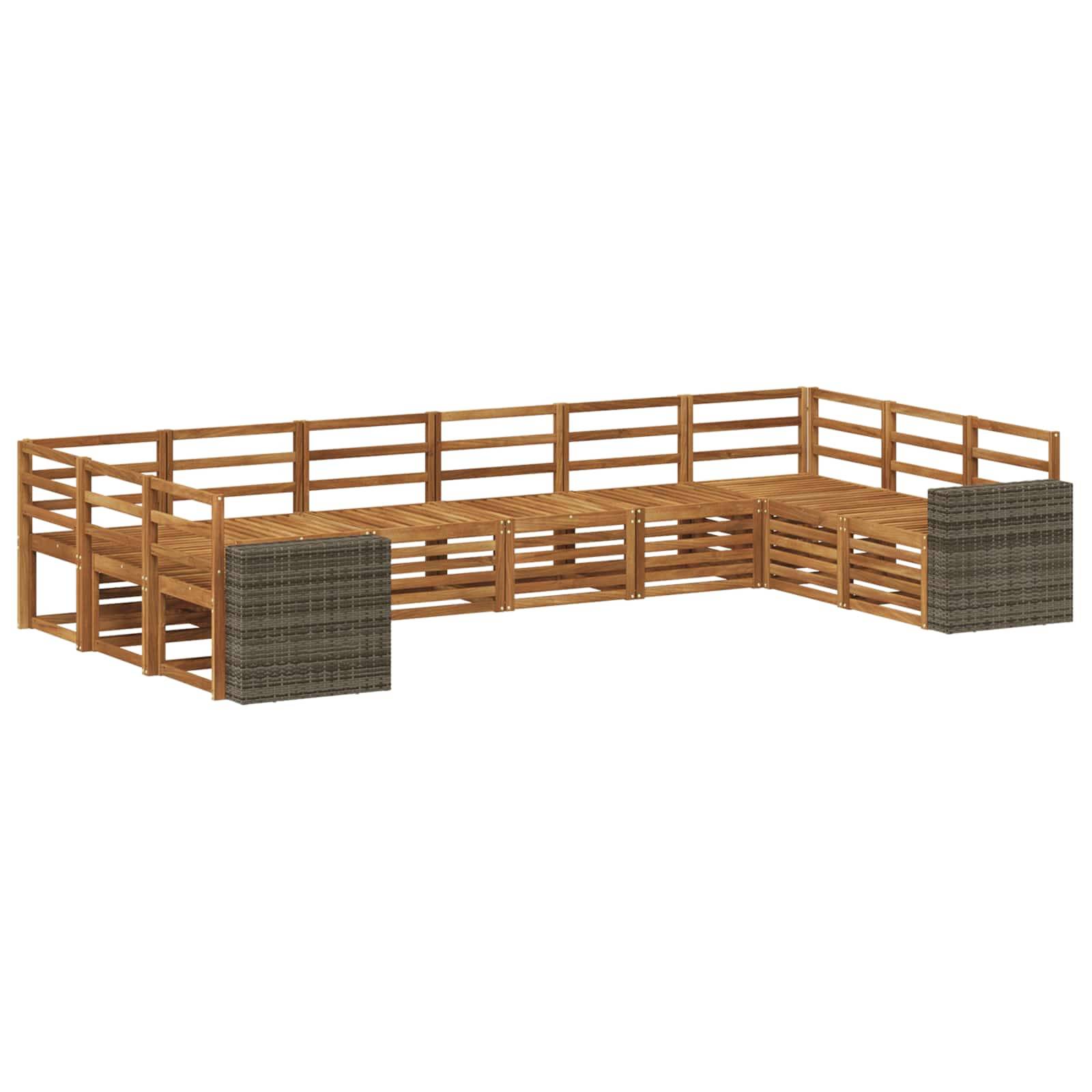 vidaXL Outdoor-Sofagarnitur 10 pcs Natur Massivholz Akazie