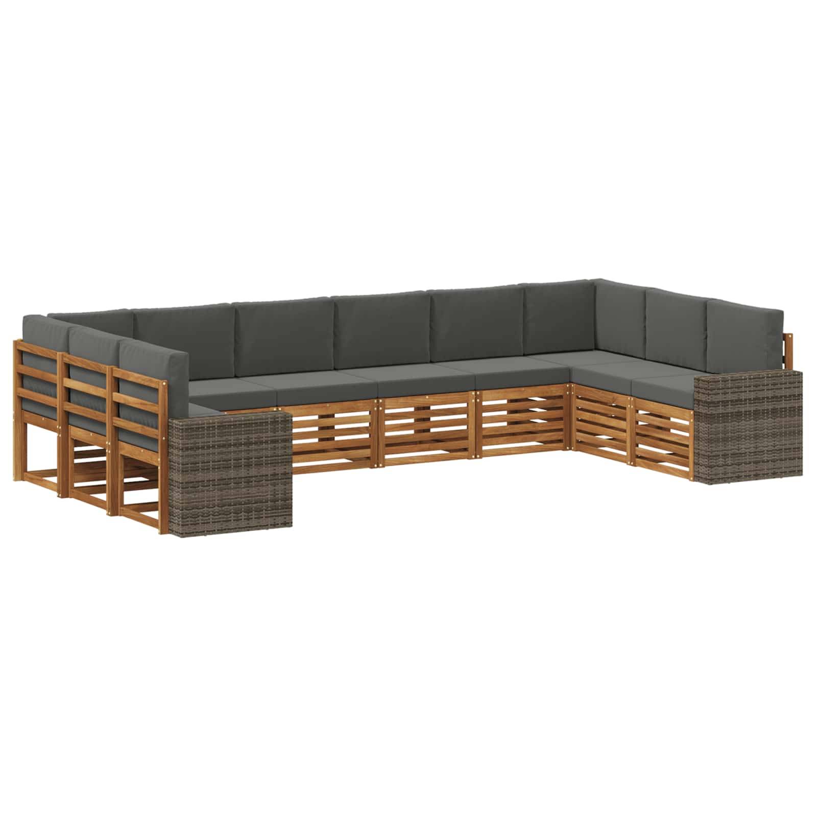vidaXL Outdoor-Sofagarnitur 10 pcs Natur und Anthrazit Polyester
