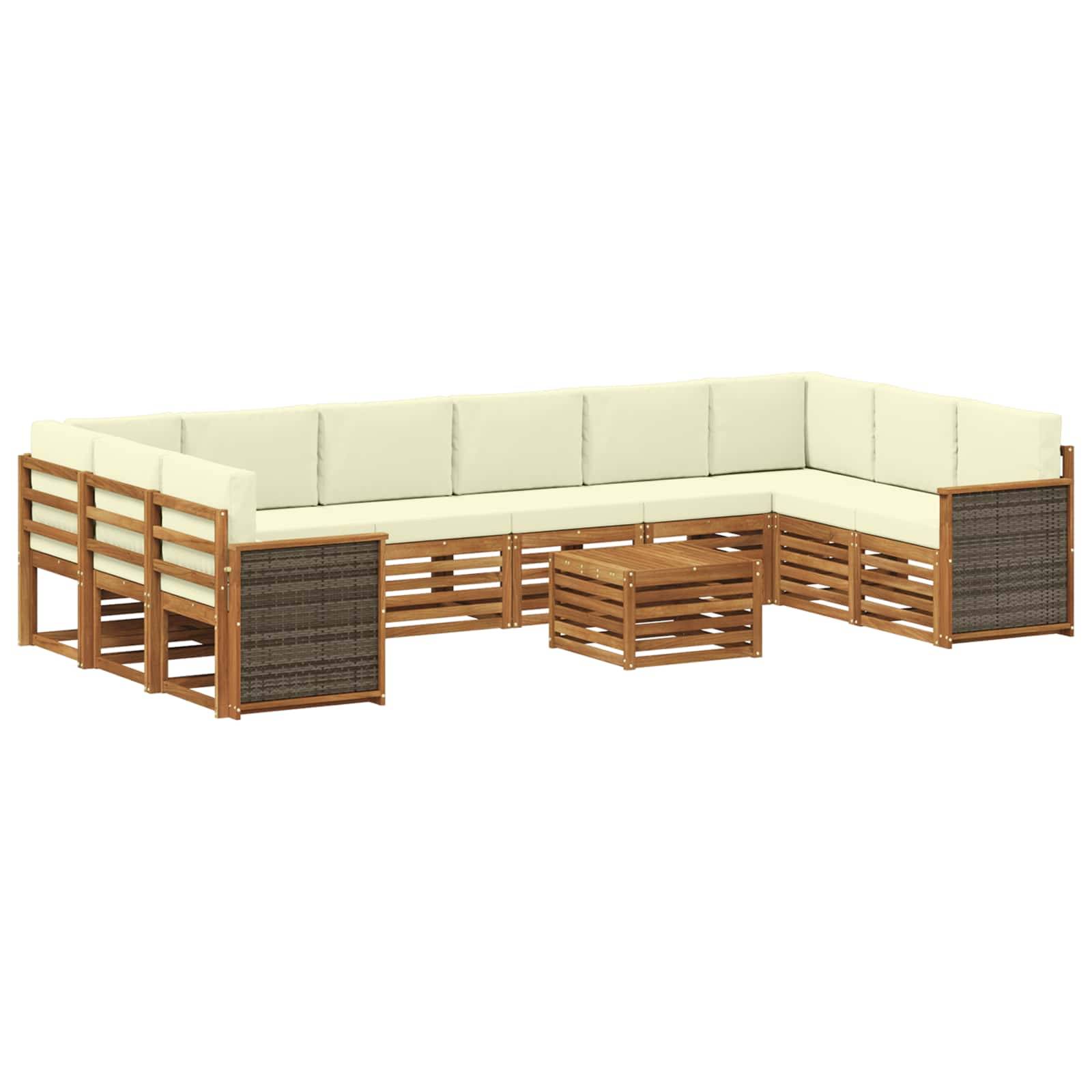 vidaXL Outdoor-Sofagarnitur mit Kissen 8 pcs Natur und Creme