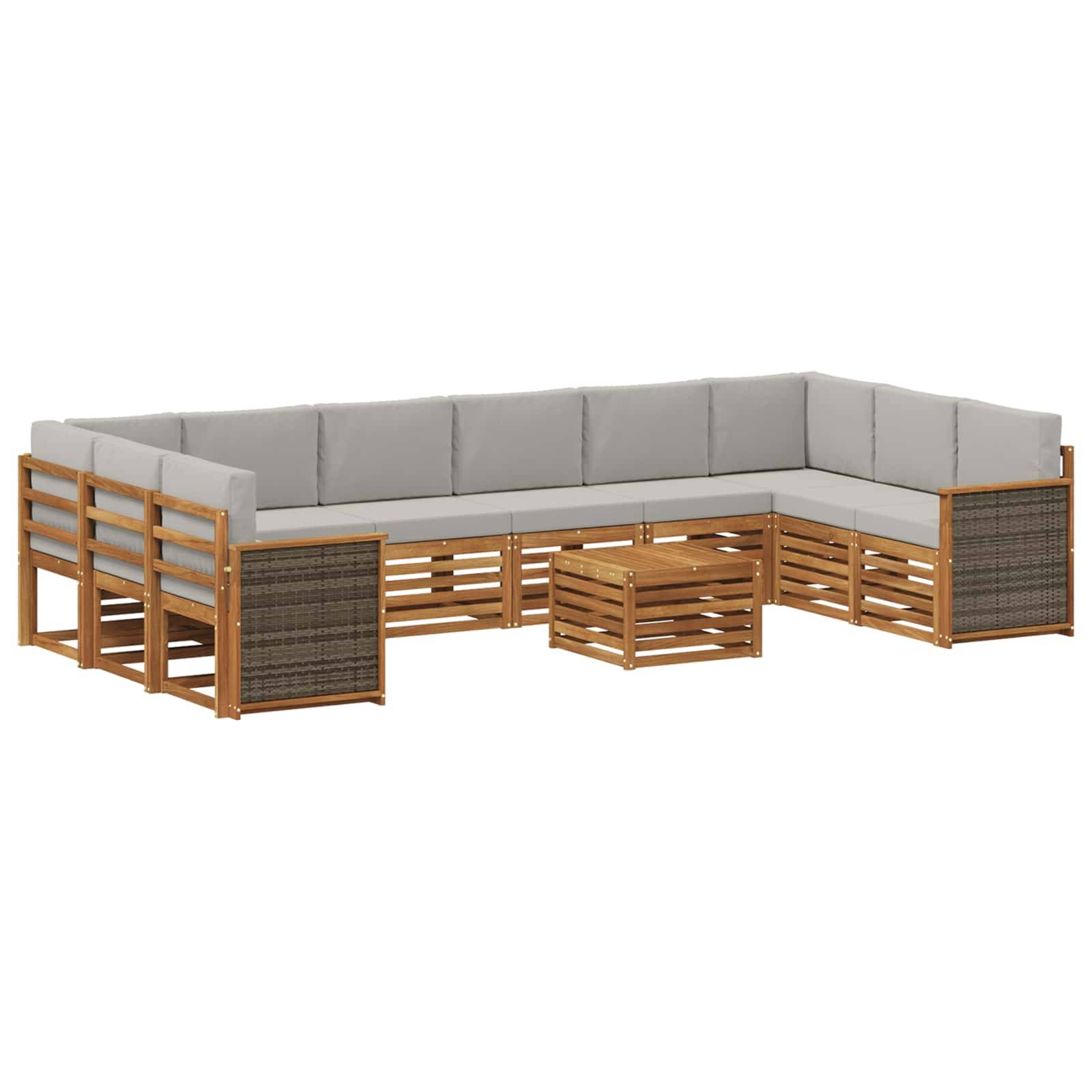 vidaXL Outdoor-Sofagarnitur mit Kissen 8 pcs Natürlich und Hellgrau