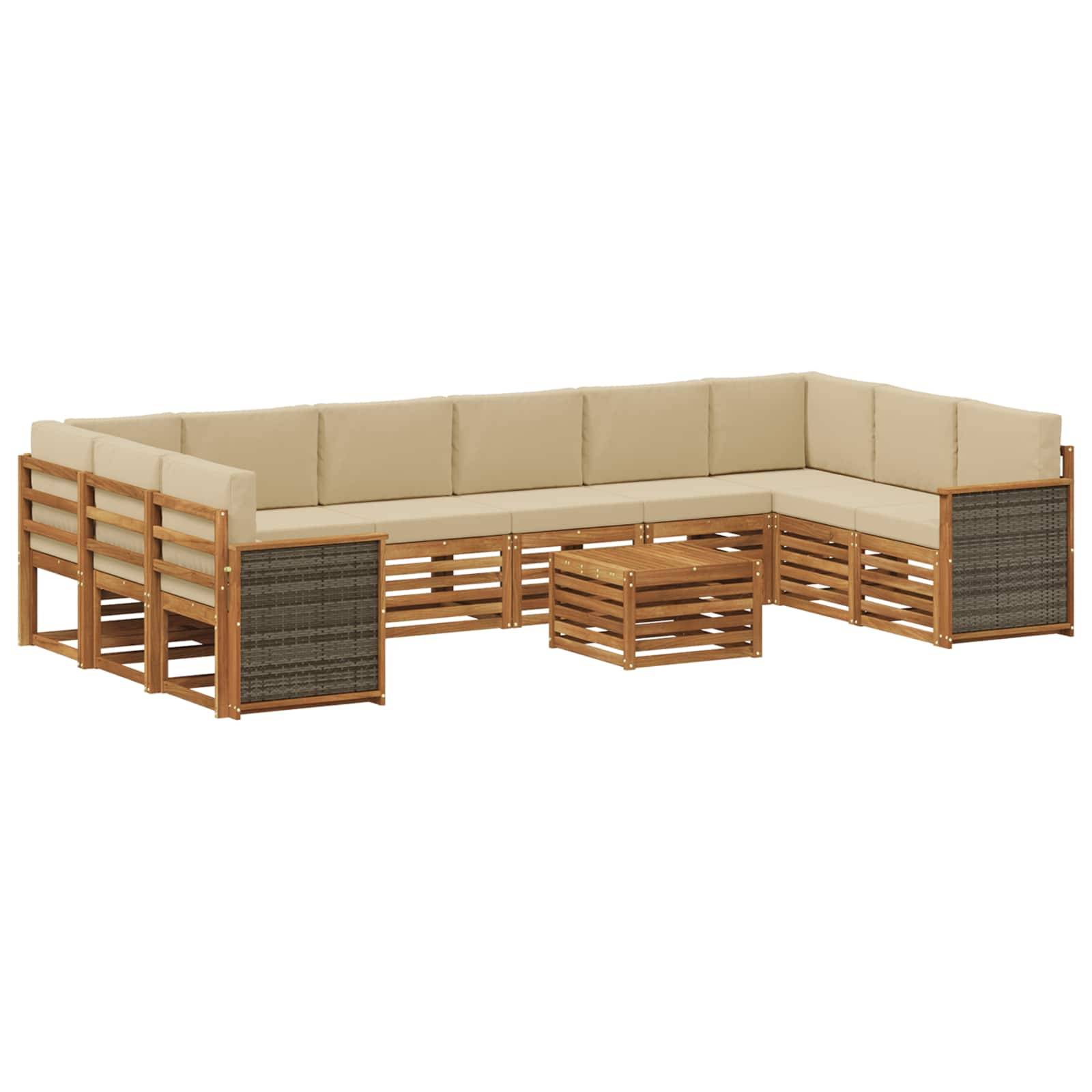 vidaXL Outdoor-Sofagarnitur mit Kissen 8 pcs Natur