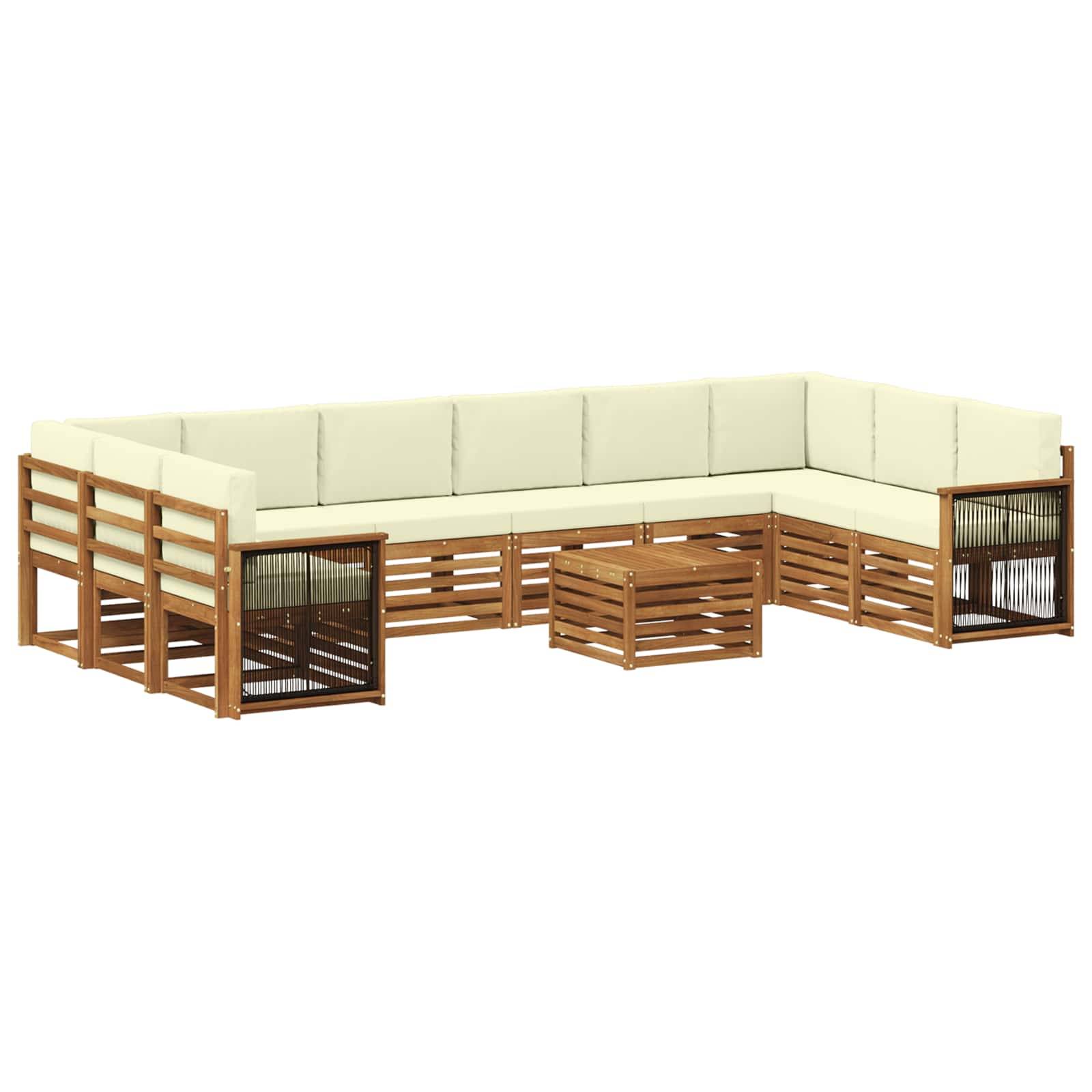 vidaXL Outdoor-Sofagarnitur mit Kissen 8 pcs Natur und Creme