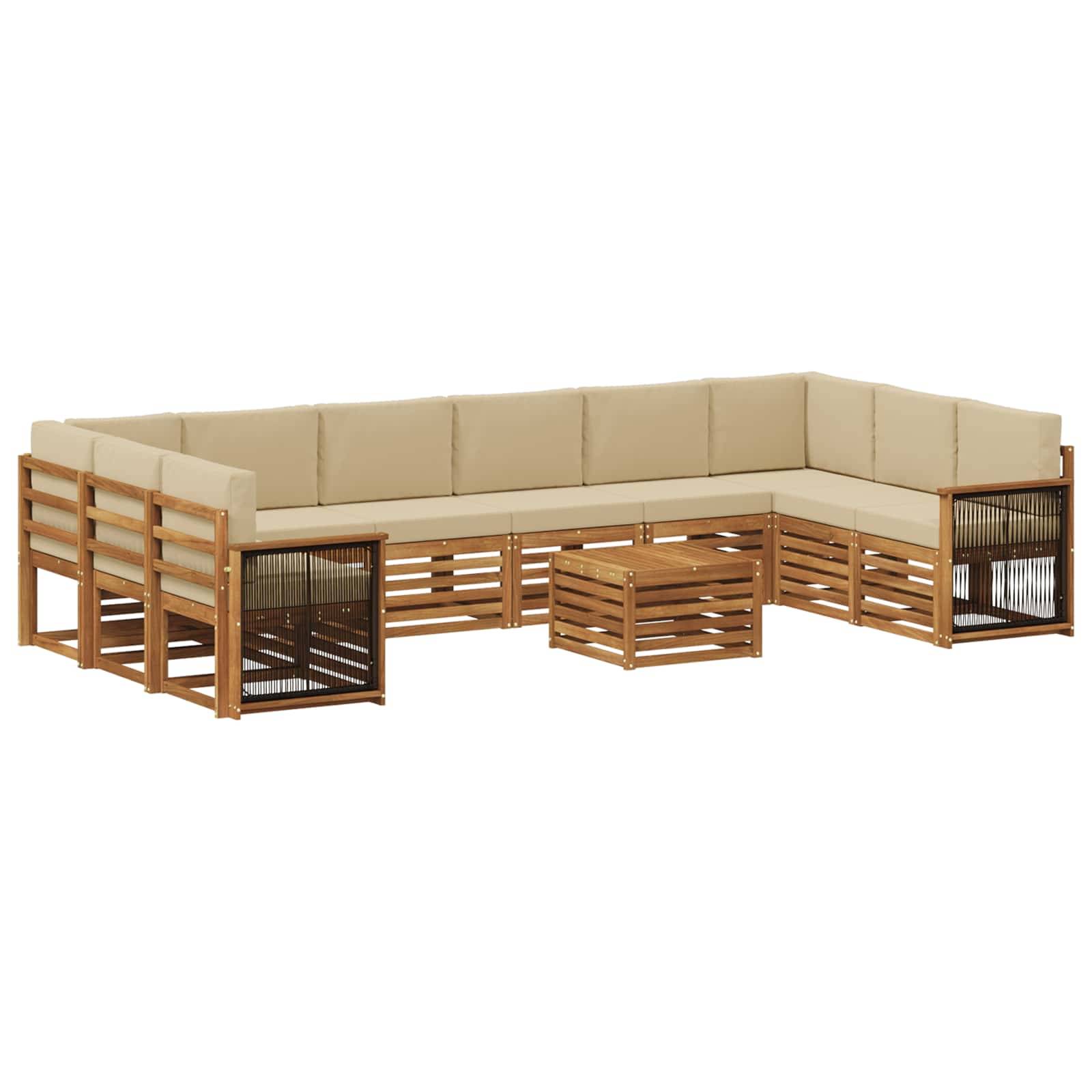 vidaXL Outdoor-Sofagarnitur mit Kissen 8 pcs Natur