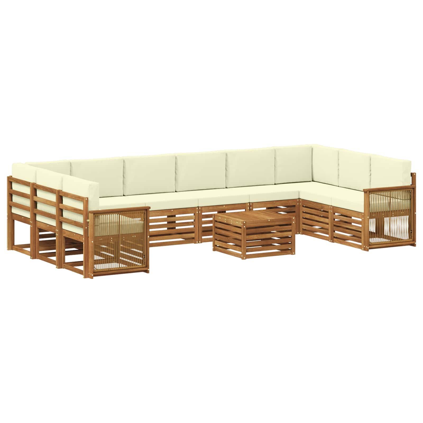 vidaXL Outdoor-Sofagarnitur mit Kissen 8 pcs Natur und Creme