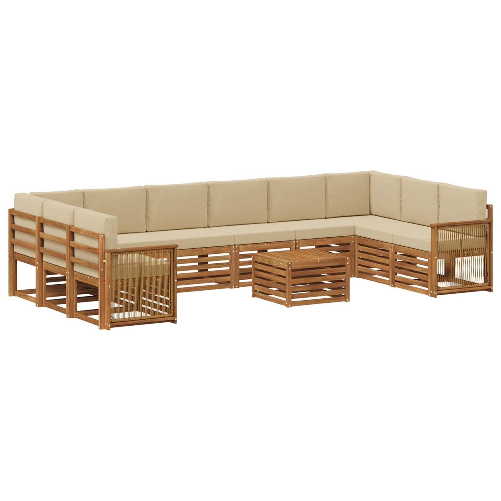 vidaXL Outdoor-Sofagarnitur mit Kissen 8 pcs Natur