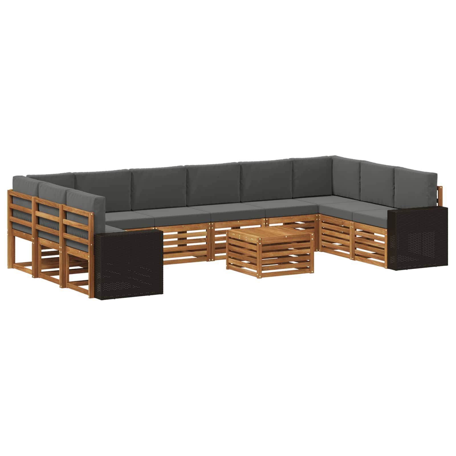 vidaXL Outdoor-Sofagarnitur 11 pcs Natur und Anthrazit Polyester