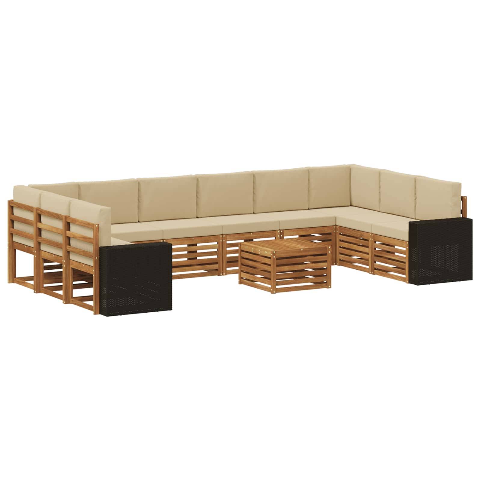 vidaXL Outdoor-Sofagarnitur 11 pcs Natur und Beige Polyester