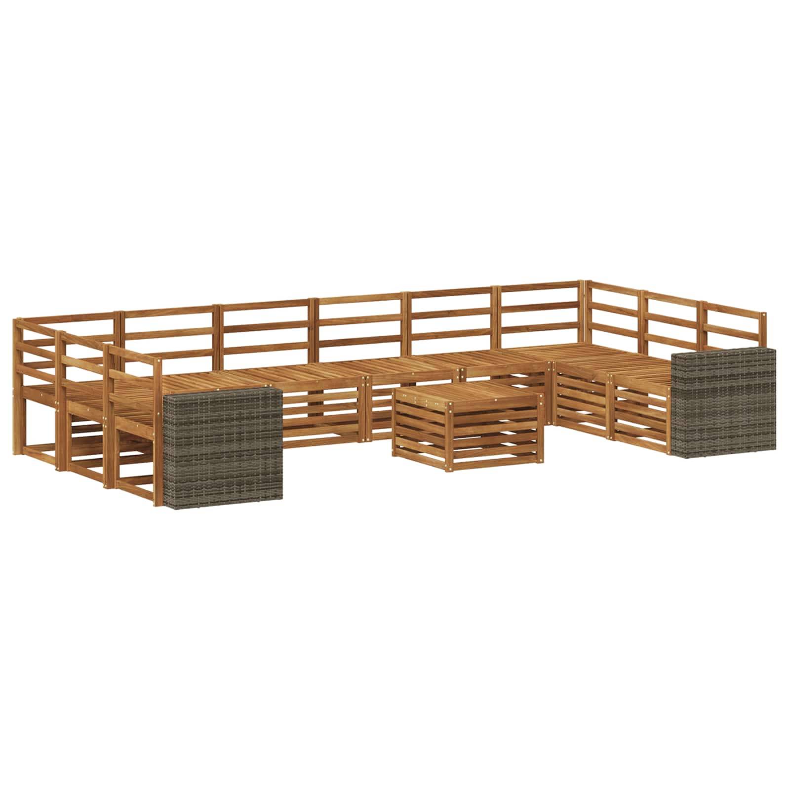 vidaXL Outdoor-Sofagarnitur 11 pcs Natur Massivholz Akazie