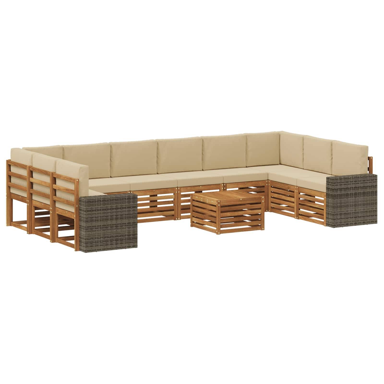 vidaXL Outdoor-Sofagarnitur 11 pcs Natur und Beige Polyester