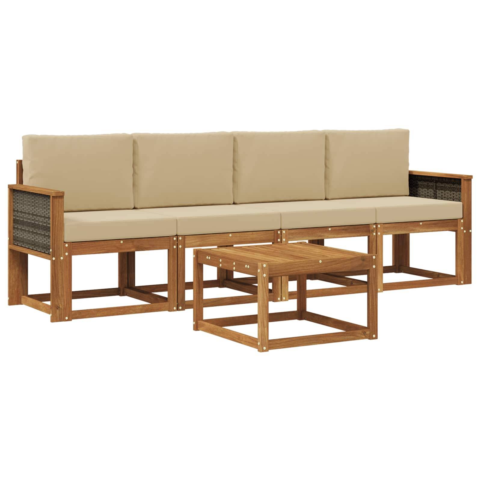 vidaXL Outdoor-Sofagarnitur mit Kissen 4 pcs Natur