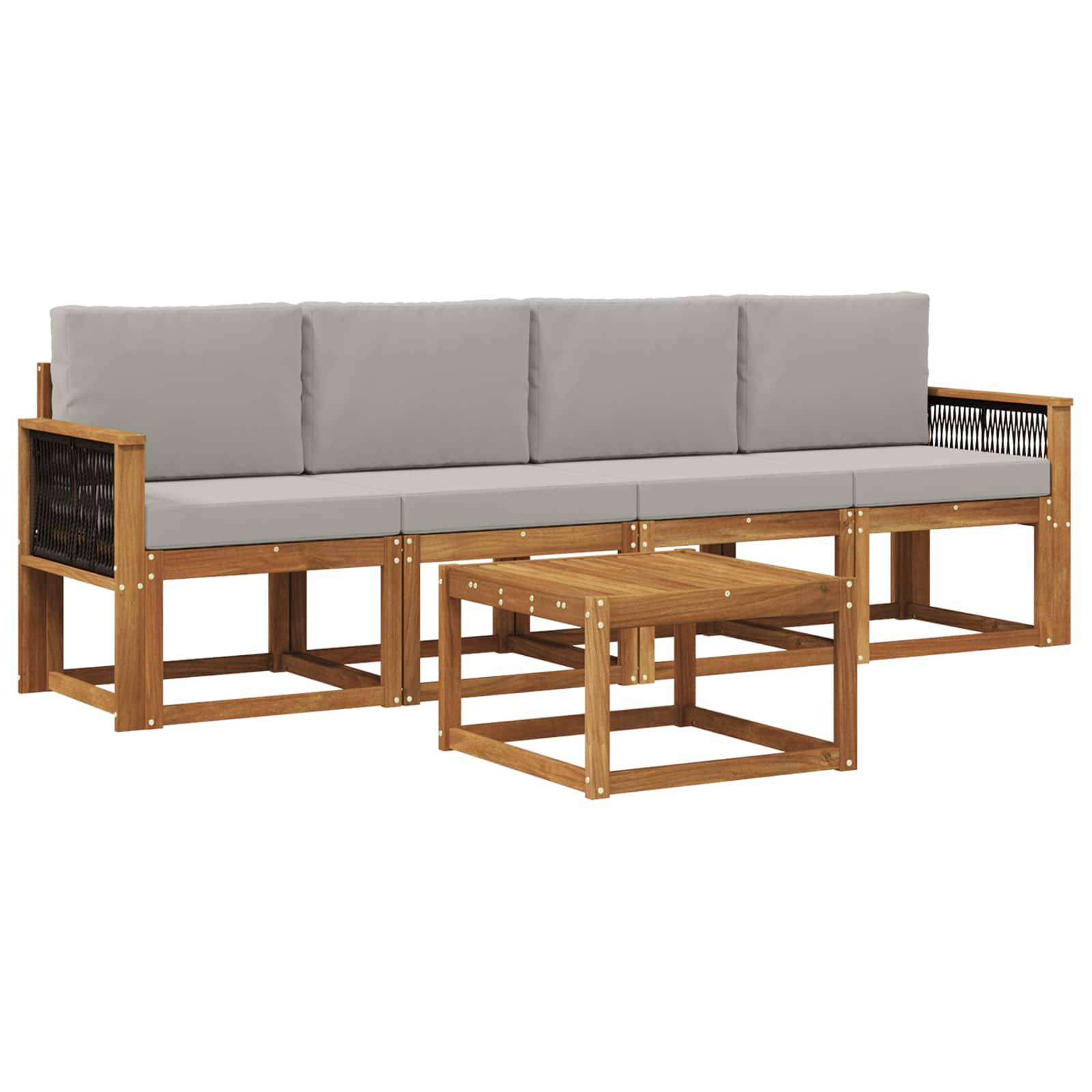 vidaXL Outdoor-Sofagarnitur mit Kissen 4 pcs Natürlich und Hellgrau