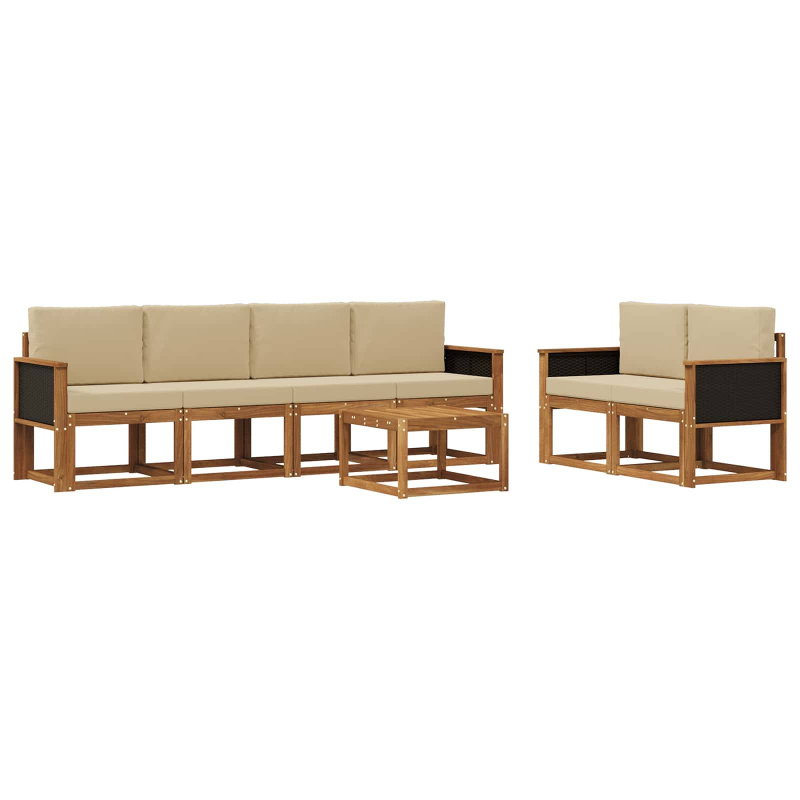 vidaXL Outdoor-Sofagarnitur mit Kissen 6 pcs Natur