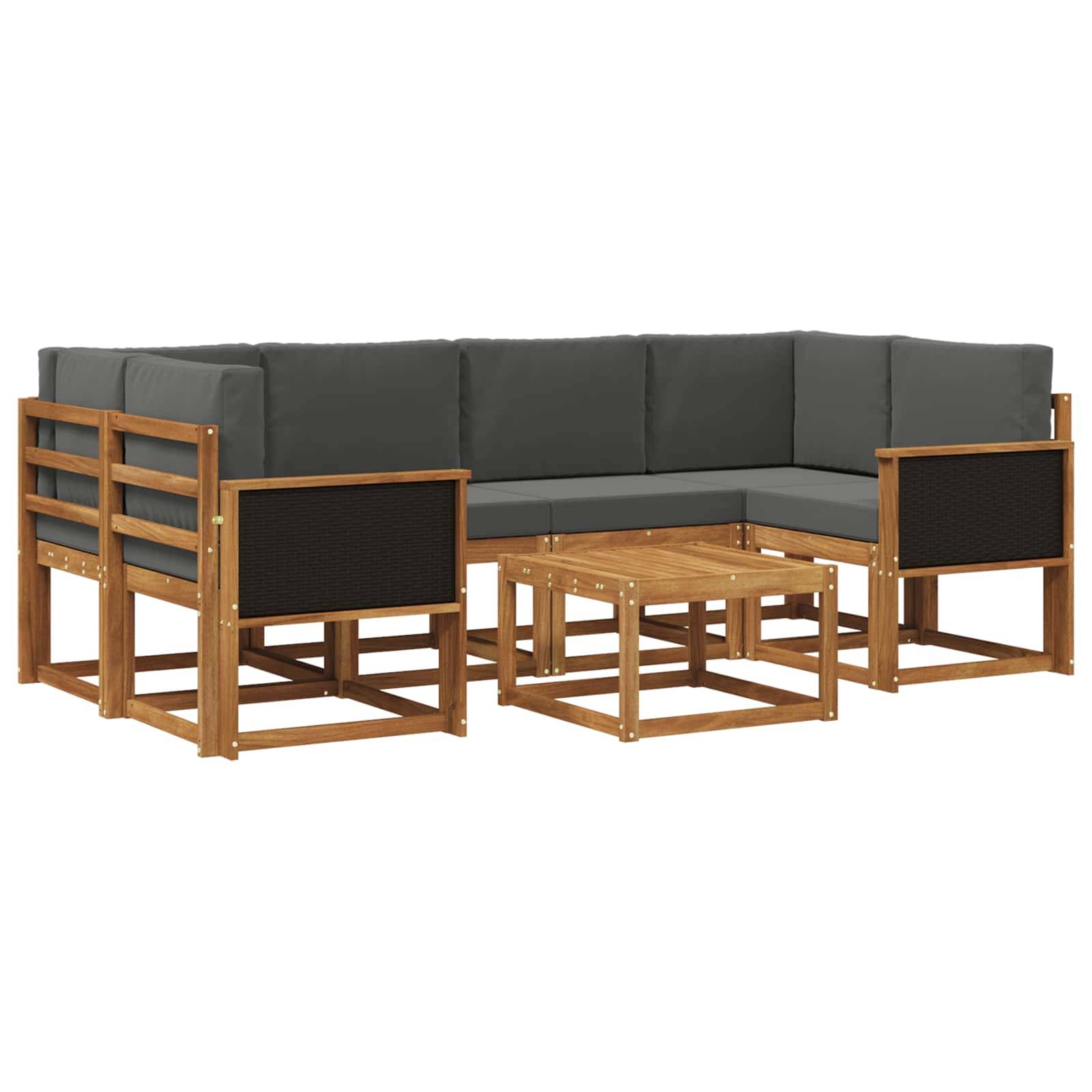 vidaXL Outdoor-Sofagarnitur mit Kissen 5 pcs Natur und Anthrazit