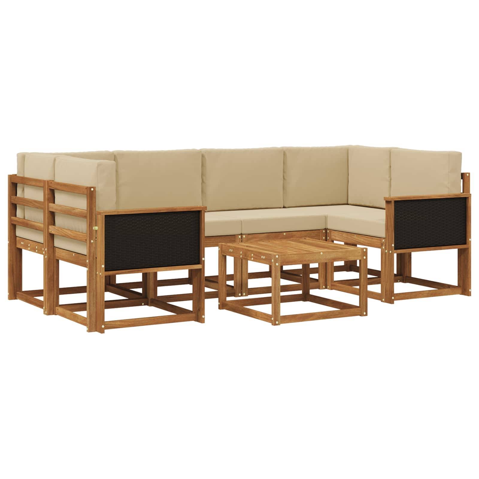 vidaXL Outdoor-Sofagarnitur mit Kissen 5 pcs Natur