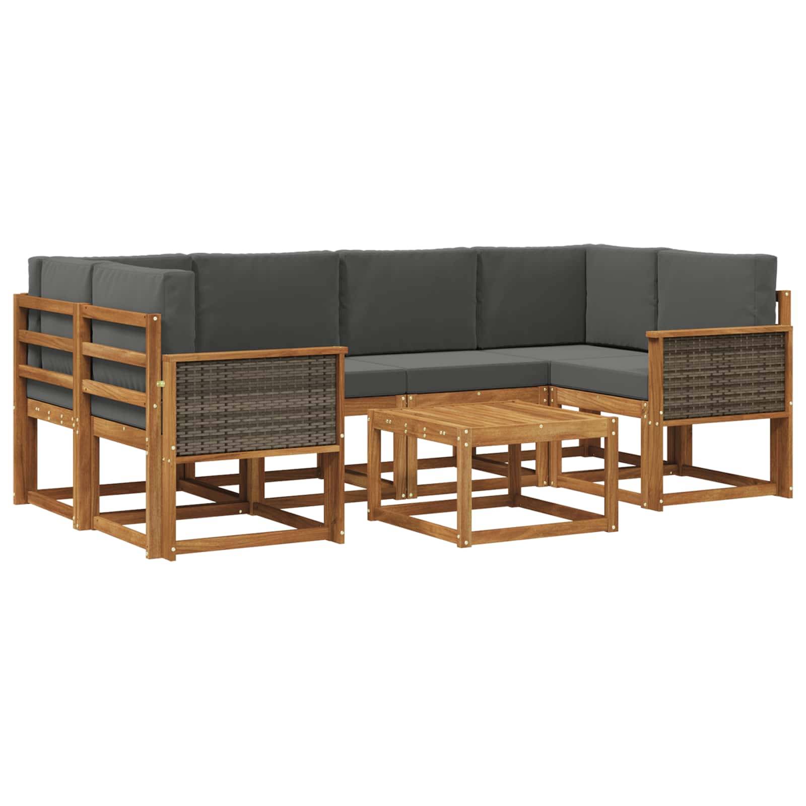 vidaXL Outdoor-Sofagarnitur mit Kissen 5 pcs Natur und Anthrazit