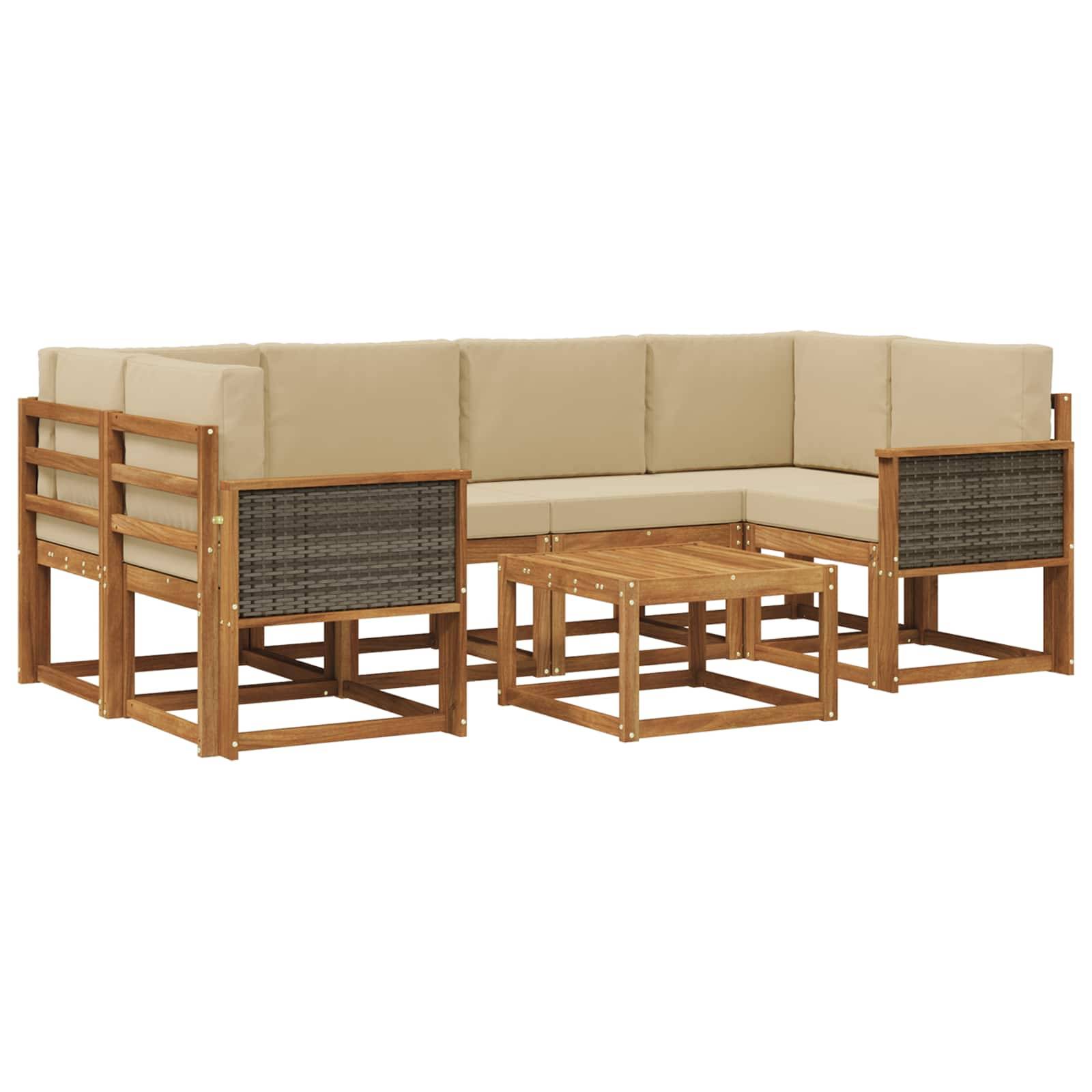 vidaXL Outdoor-Sofagarnitur mit Kissen 5 pcs Natur