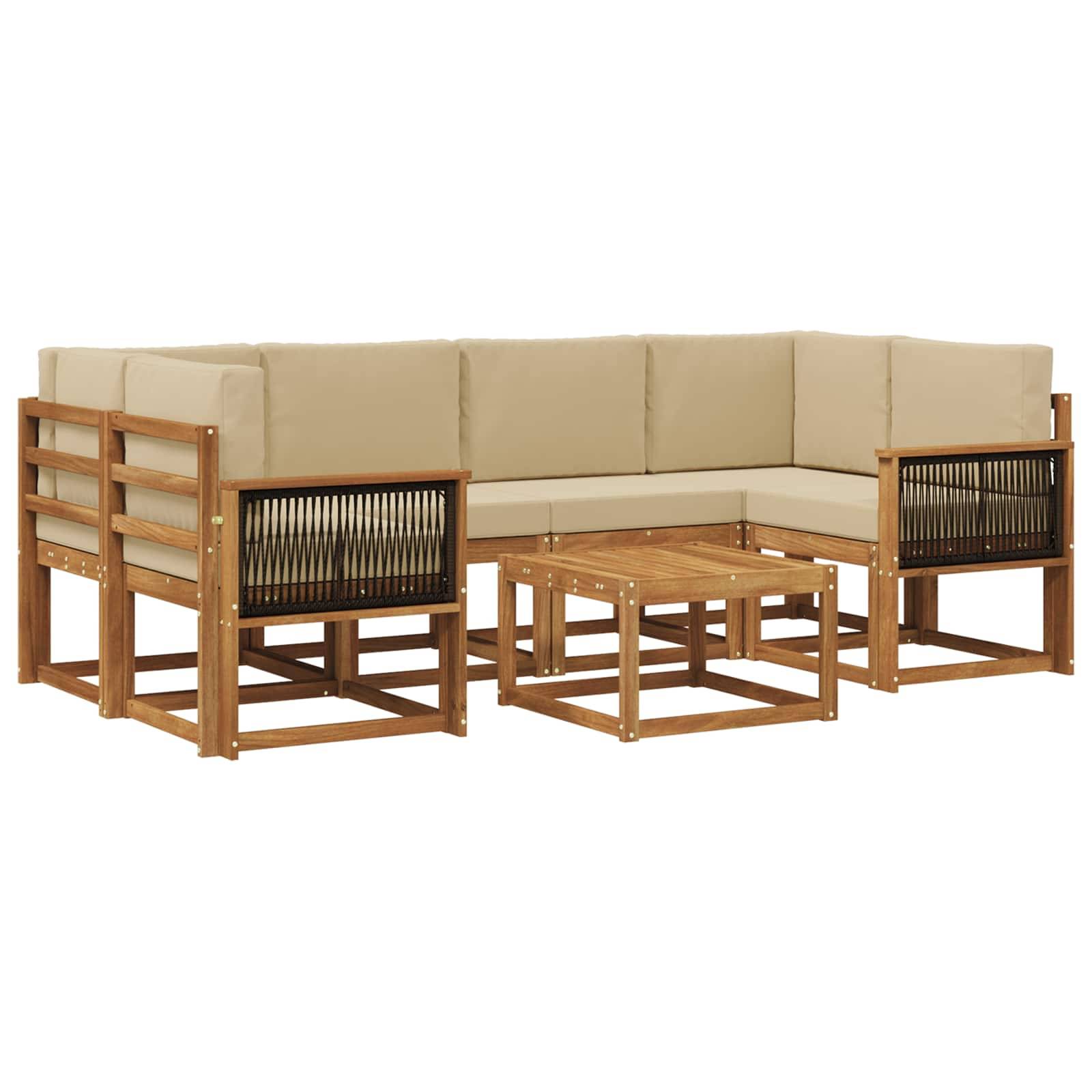 vidaXL Outdoor-Sofagarnitur mit Kissen 5 pcs Natur
