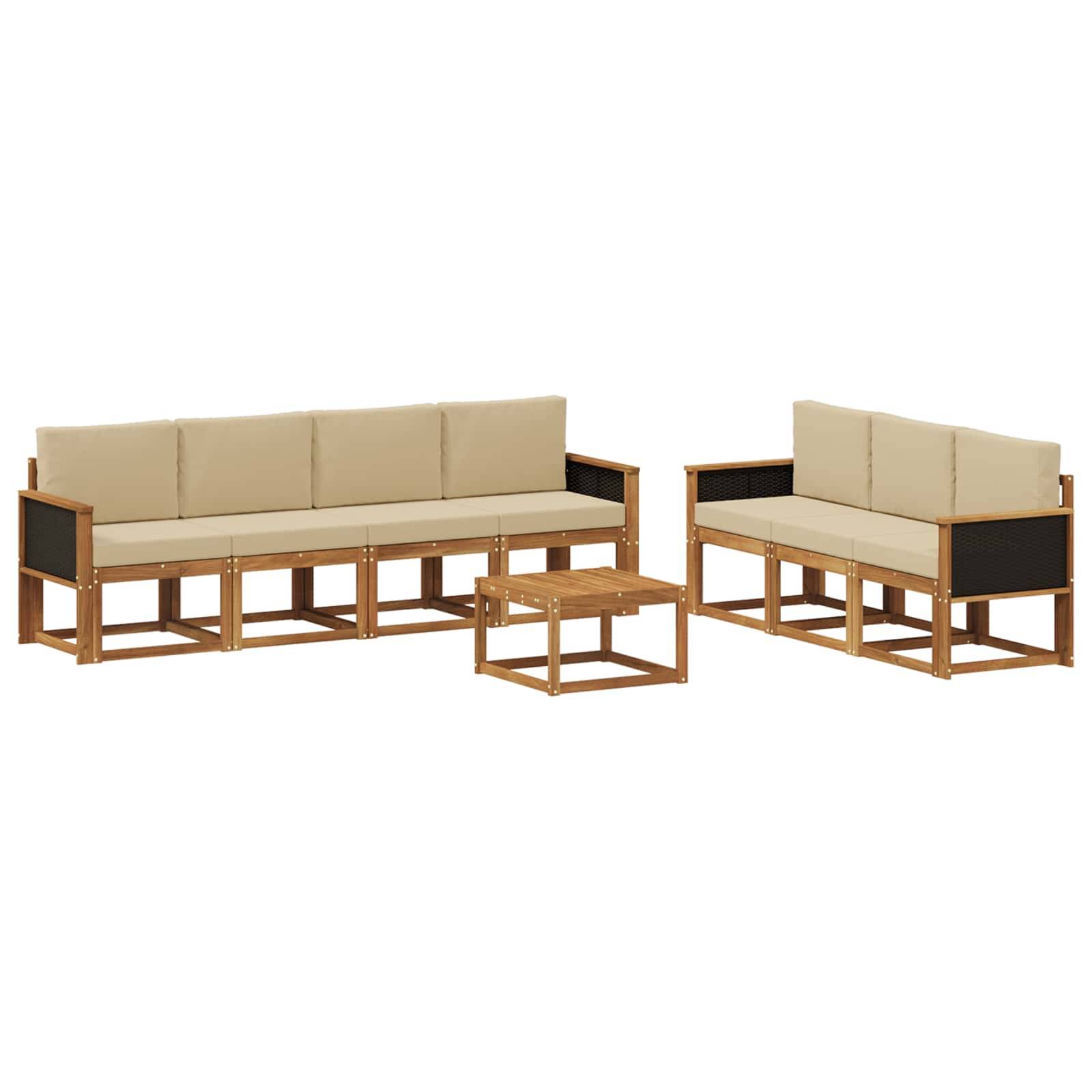 vidaXL Outdoor-Sofagarnitur mit Kissen 7 pcs Natur