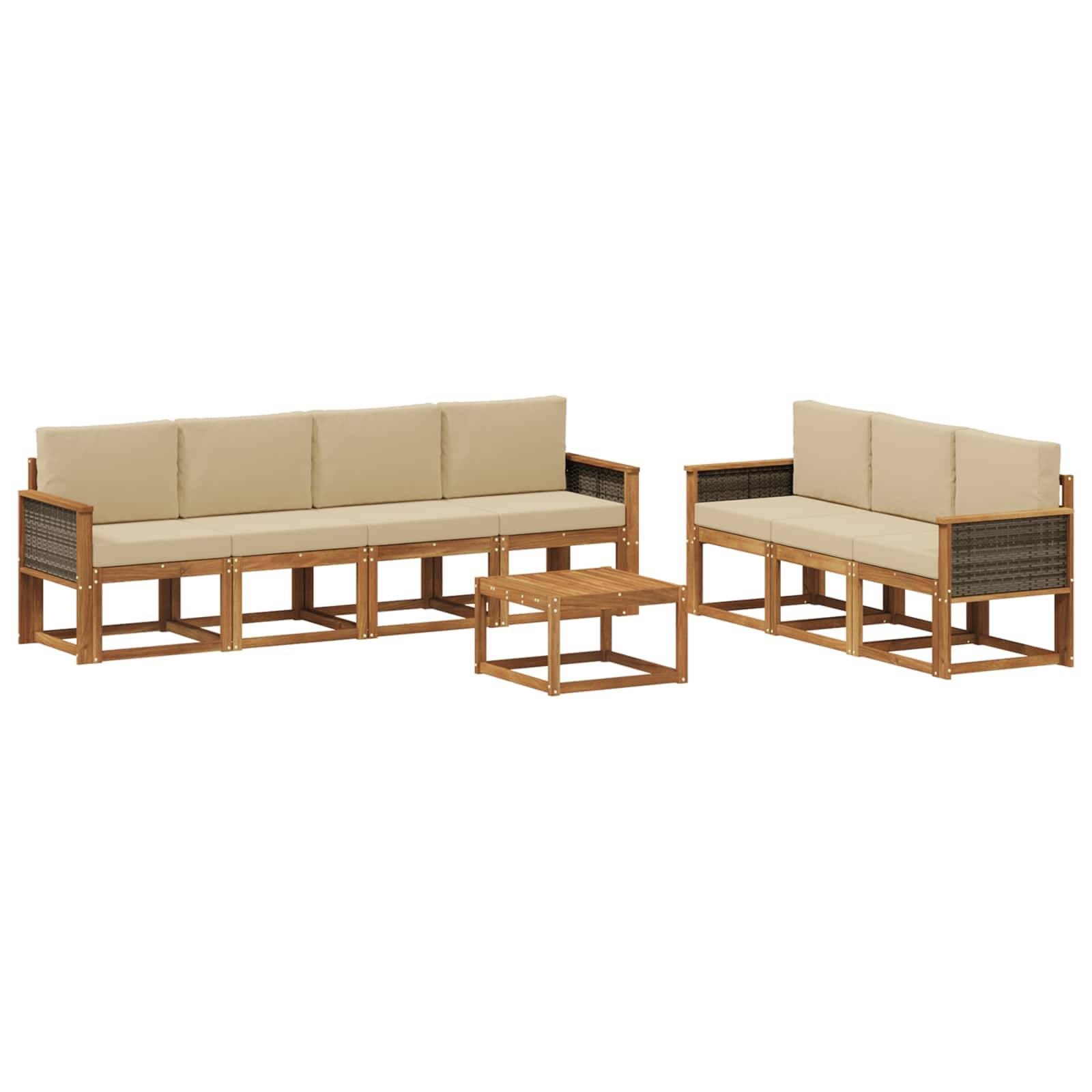 vidaXL Outdoor-Sofagarnitur mit Kissen 7 pcs Natur