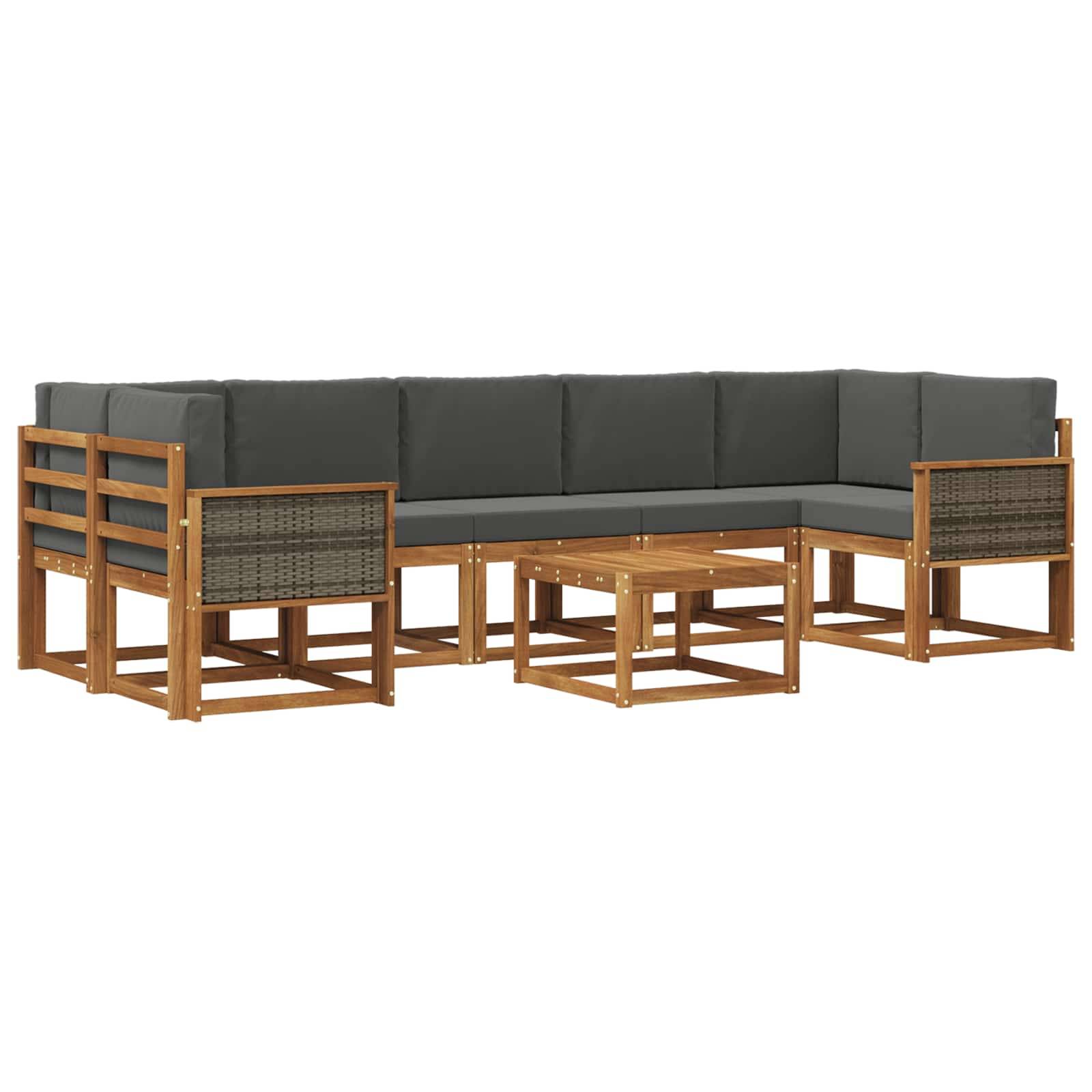 vidaXL Outdoor-Sofagarnitur mit Kissen 6 pcs Natur und Anthrazit