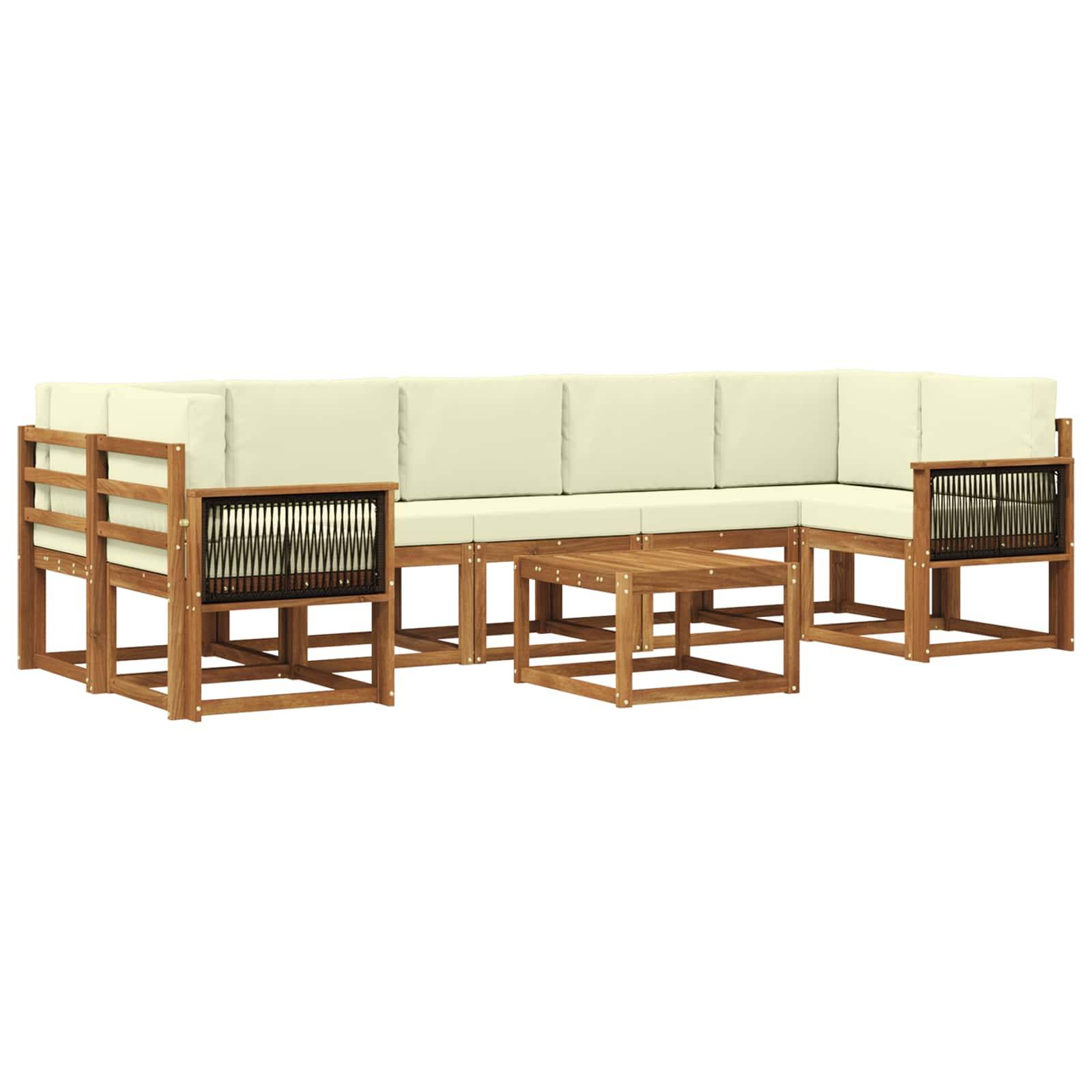 vidaXL Outdoor-Sofagarnitur mit Kissen 6 pcs Natur und Creme