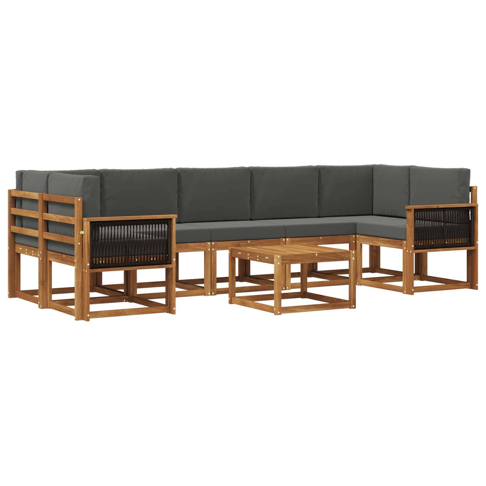 vidaXL Outdoor-Sofagarnitur mit Kissen 6 pcs Natur und Anthrazit