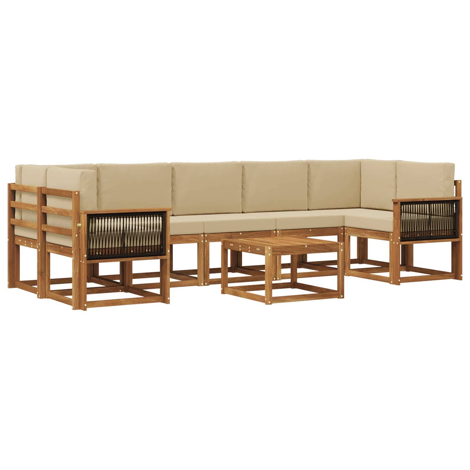 vidaXL Outdoor-Sofagarnitur mit Kissen 6 pcs Natur