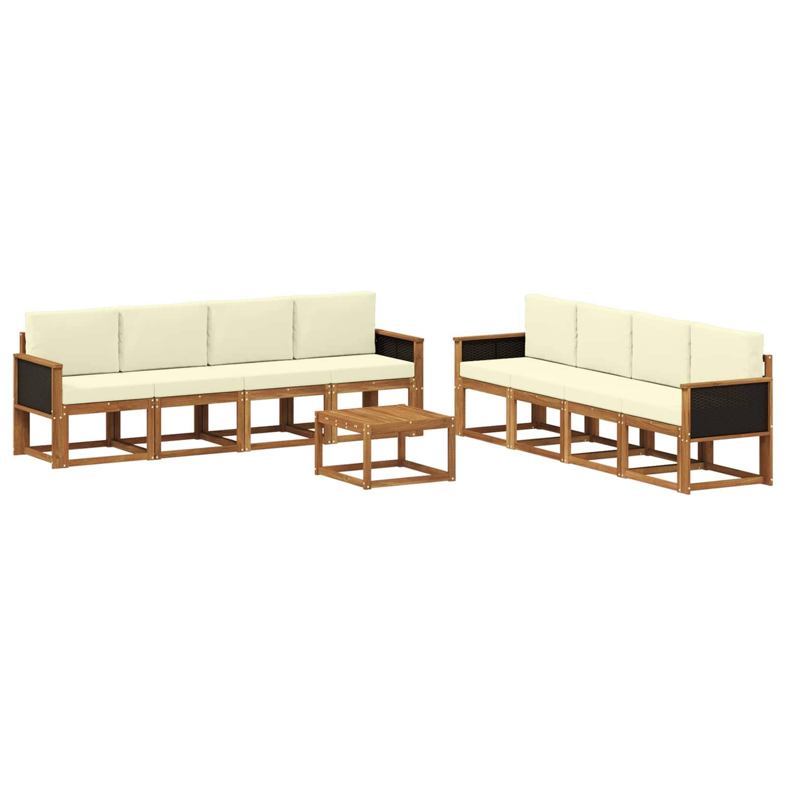 vidaXL Outdoor-Sofagarnitur mit Kissen 7 pcs Natur und Creme