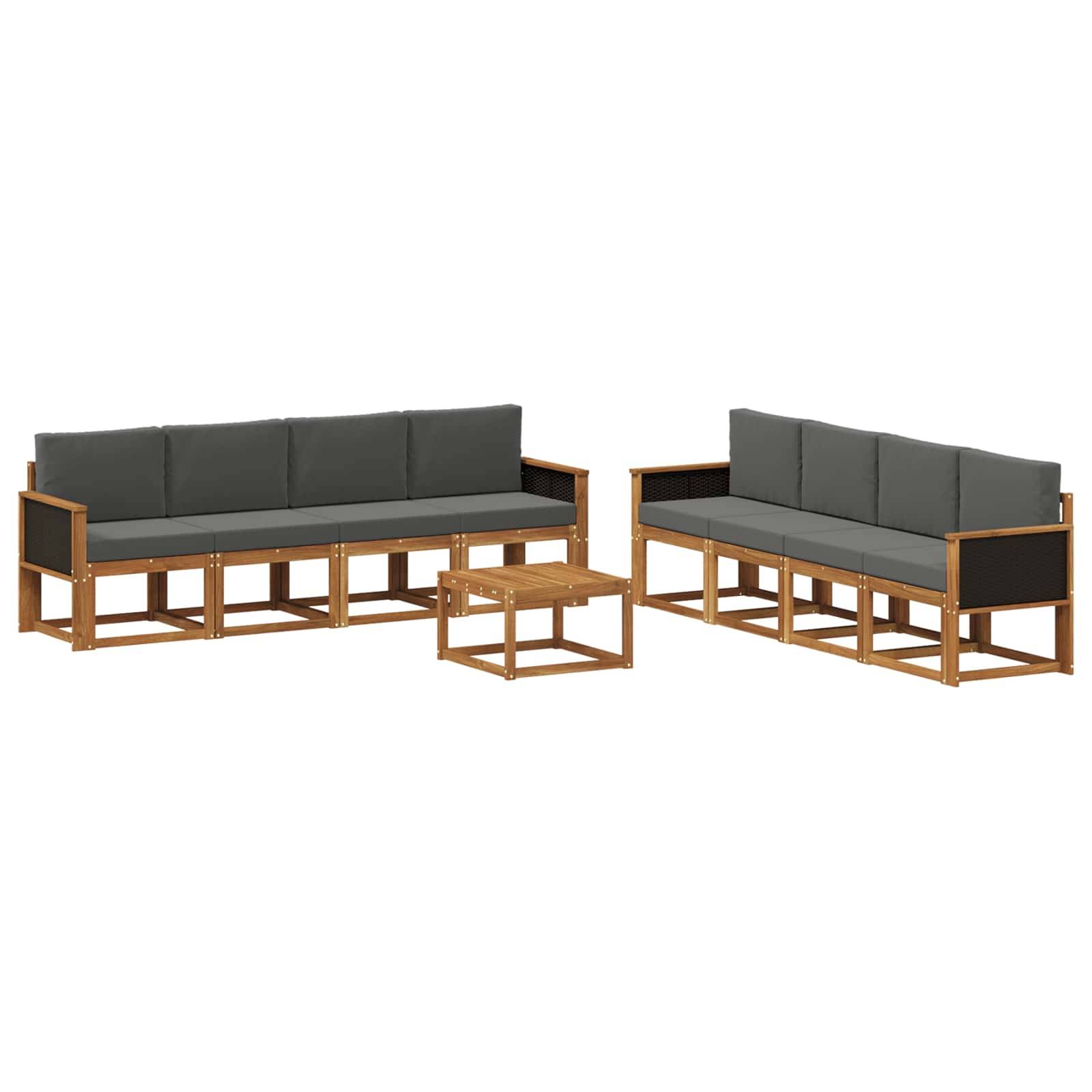 vidaXL Outdoor-Sofagarnitur mit Kissen 7 pcs Natur und Anthrazit