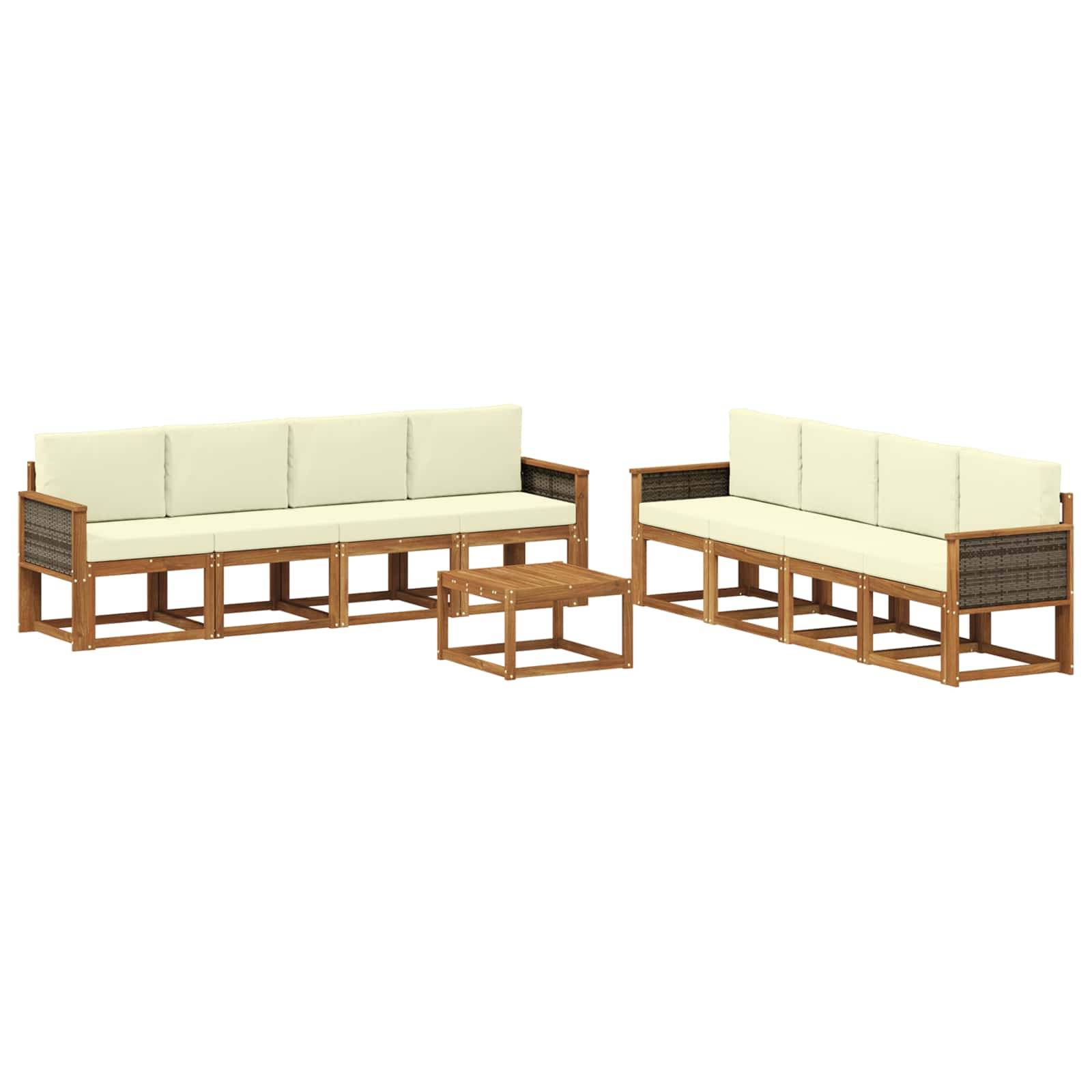 vidaXL Outdoor-Sofagarnitur mit Kissen 7 pcs Natur und Creme