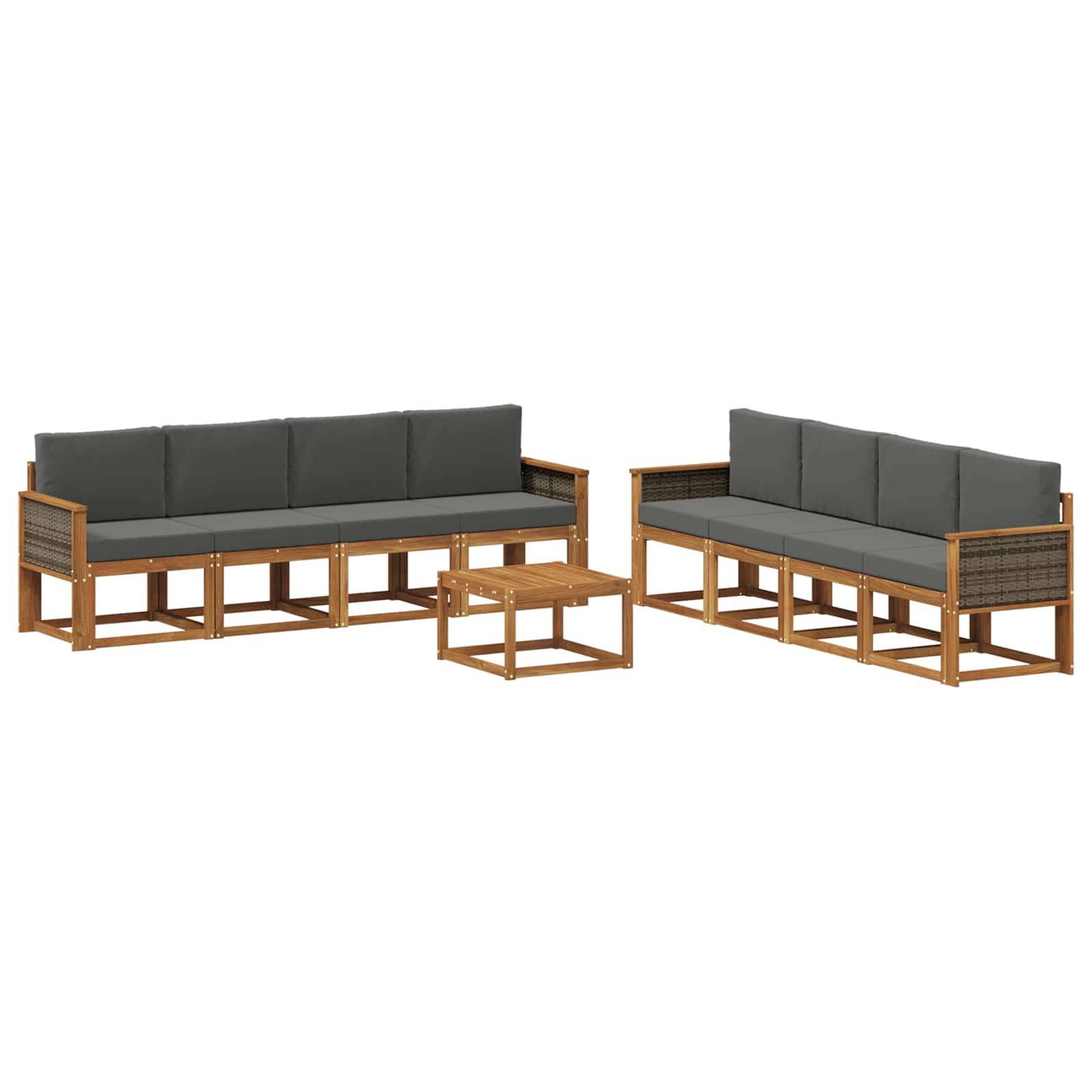 vidaXL Outdoor-Sofagarnitur mit Kissen 7 pcs Natur und Anthrazit