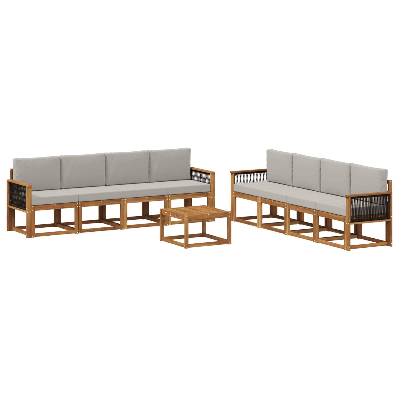 vidaXL Outdoor-Sofagarnitur mit Kissen 7 pcs Natürlich und Hellgrau