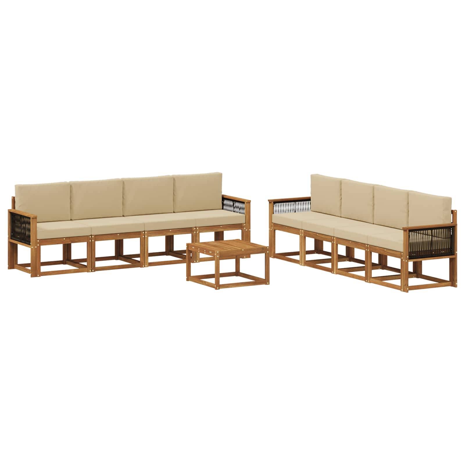 vidaXL Outdoor-Sofagarnitur mit Kissen 7 pcs Natur