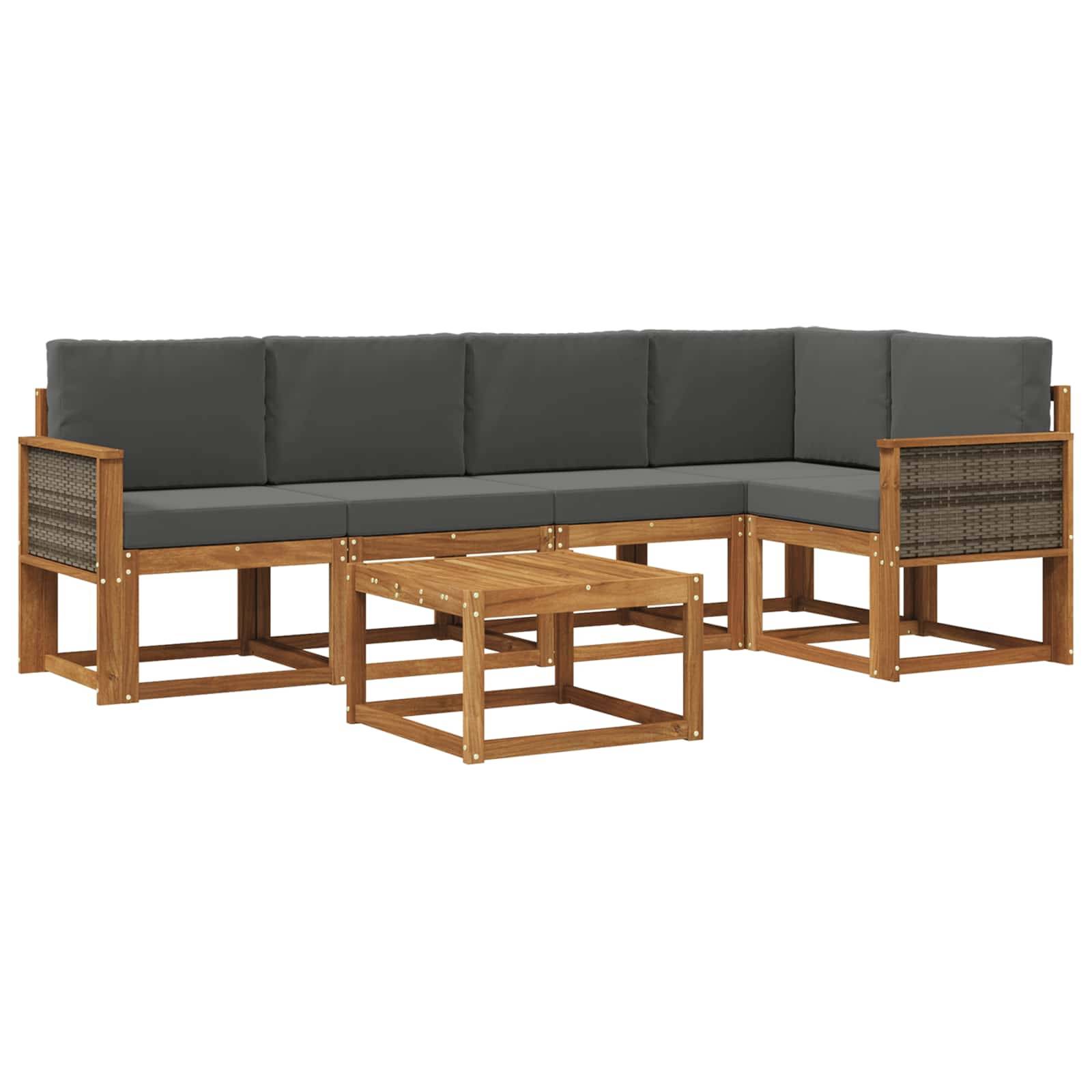 vidaXL Outdoor-Sofagarnitur mit Kissen 6 pcs Natur und Anthrazit