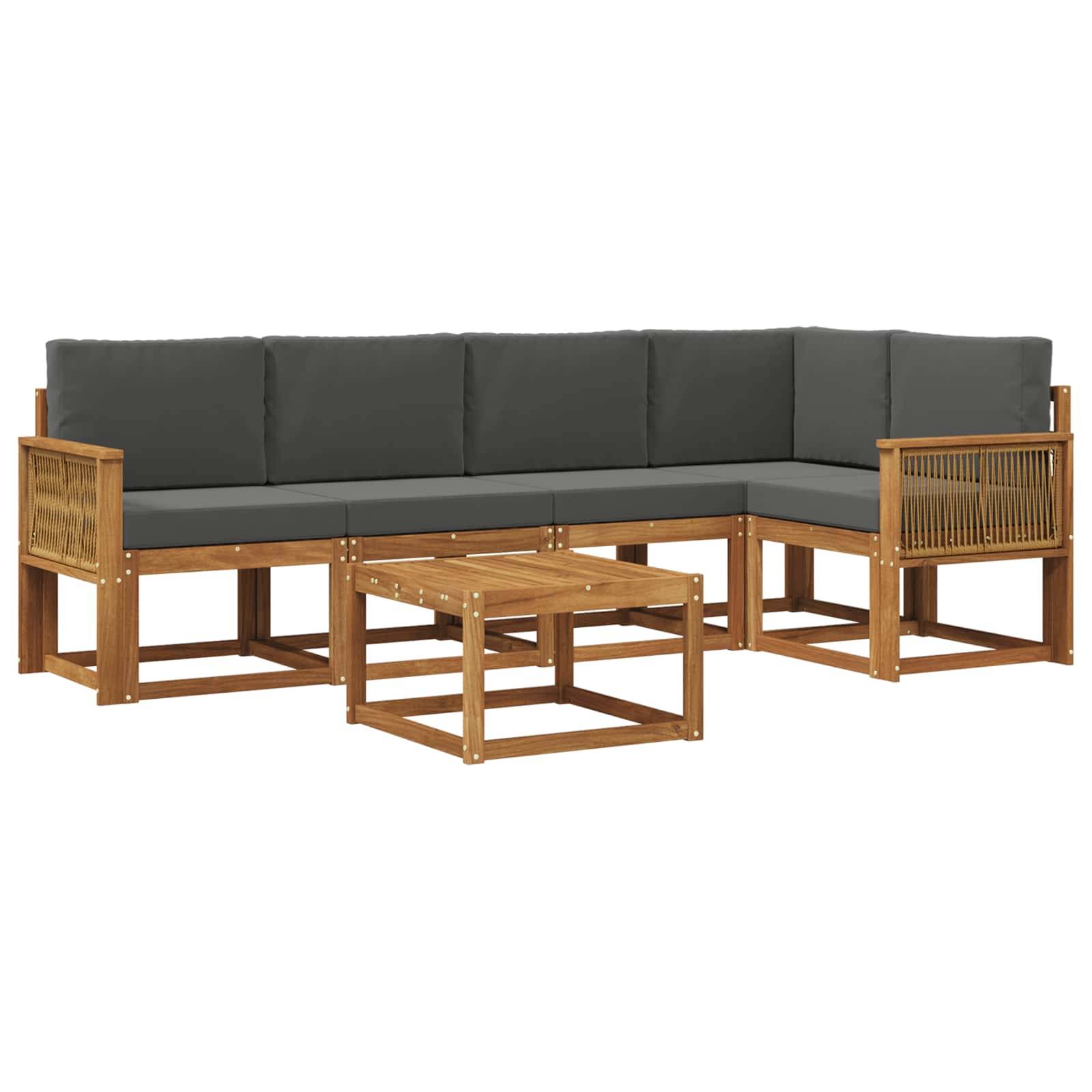 vidaXL Outdoor-Sofagarnitur mit Kissen 6 pcs Natur und Anthrazit