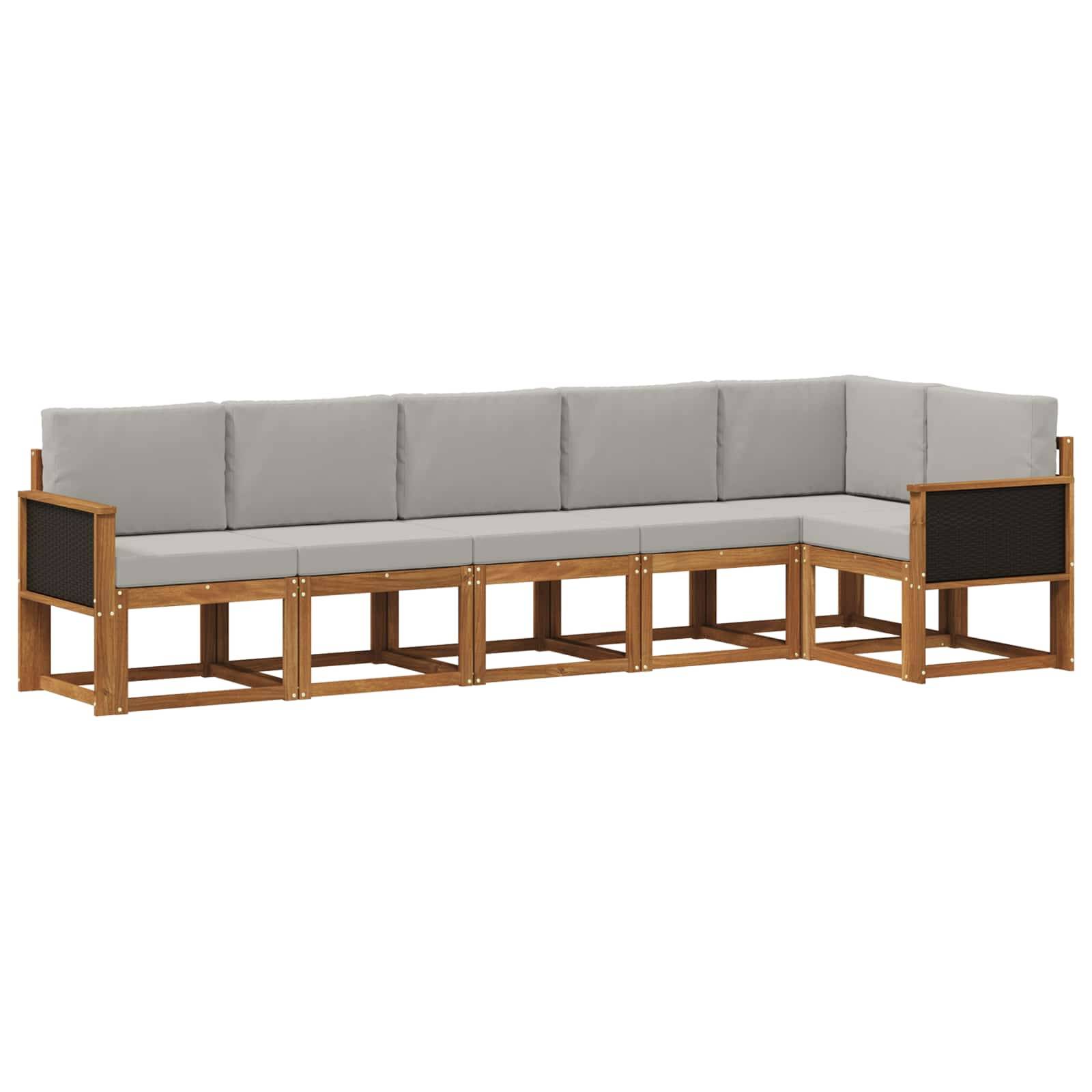 vidaXL Outdoor-Sofagarnitur 6 pcs Natürlich und Hellgrau Polyester