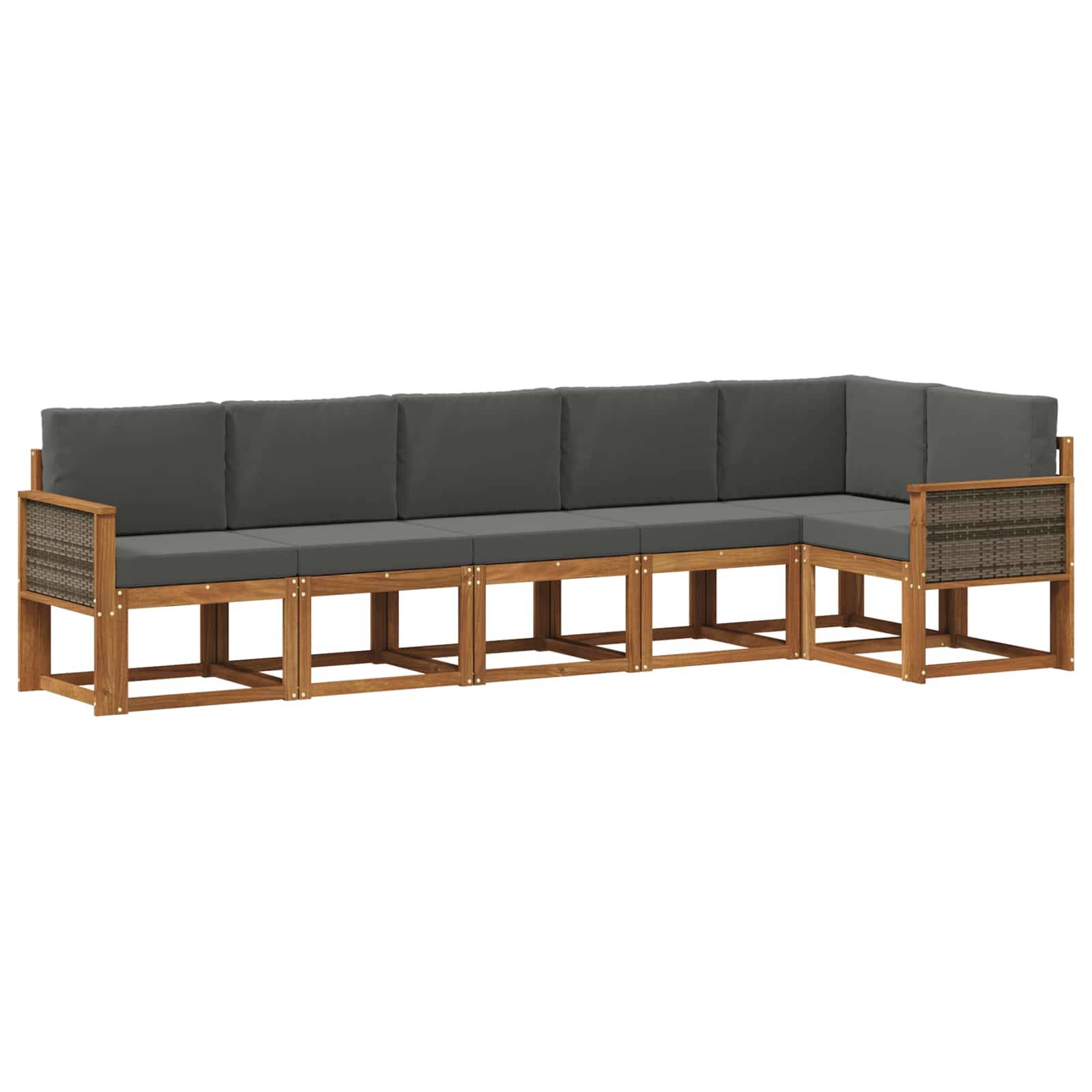 vidaXL Outdoor-Sofagarnitur 6 pcs Natur und Anthrazit Polyester